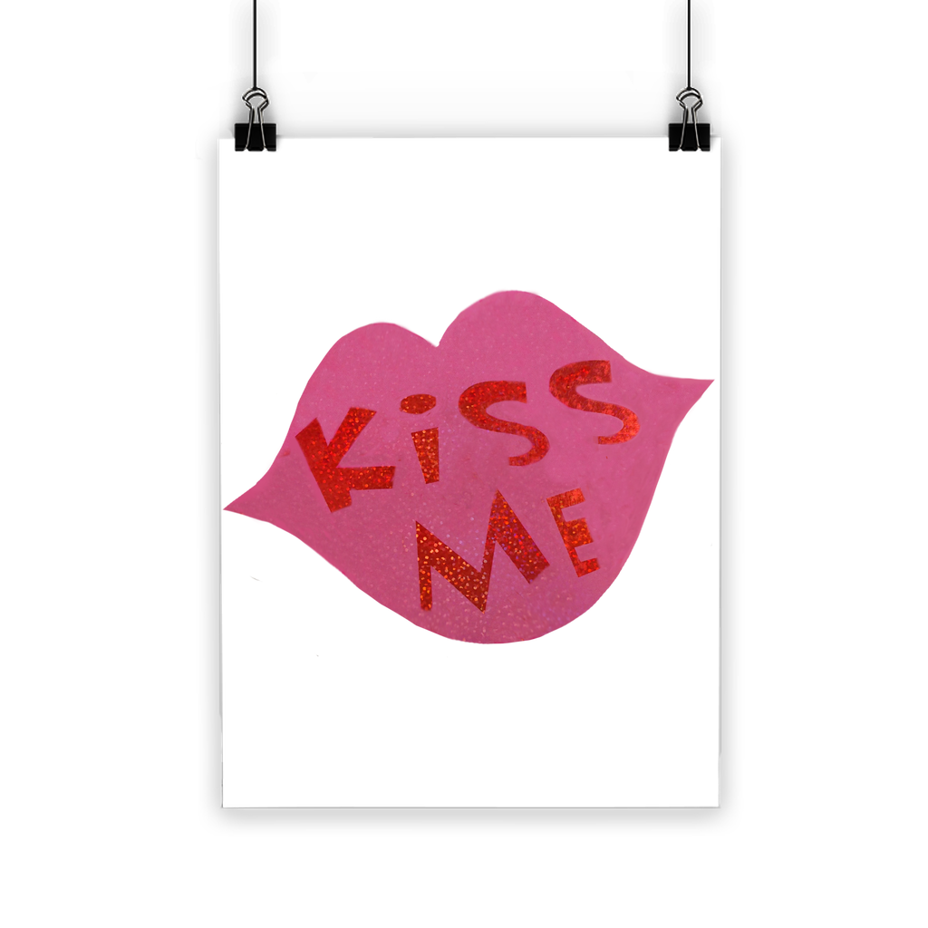 Kiss Me Classic Poster featuring vibrant colors and a semi-gloss finish, ideal for indoor and outdoor display.