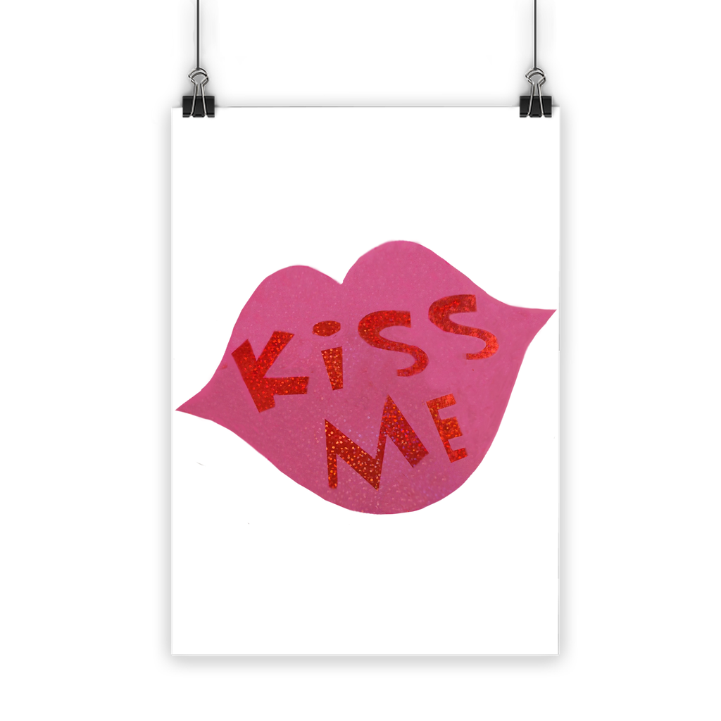 Kiss Me Classic Poster featuring vibrant colors and a semi-gloss finish, ideal for indoor and outdoor display.