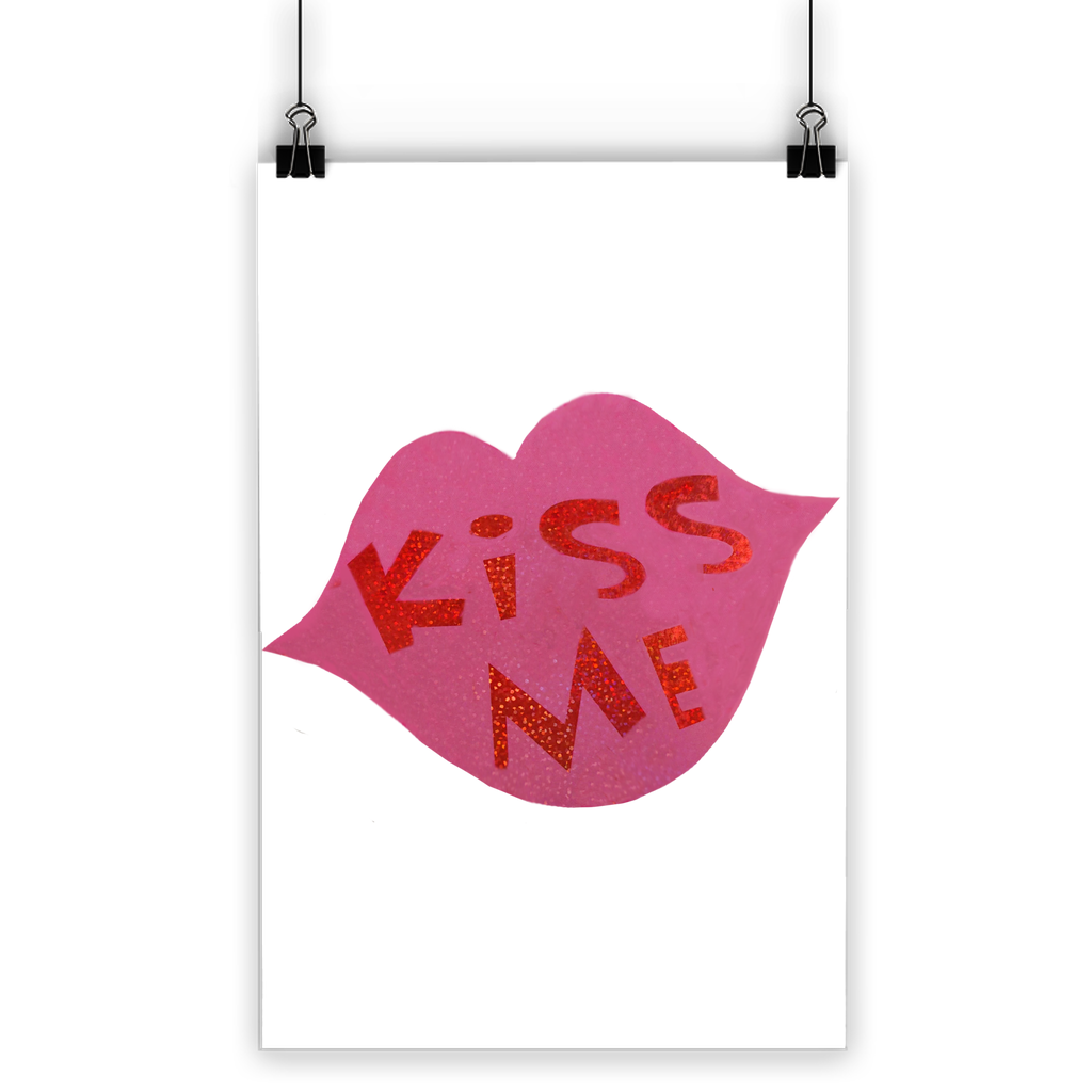 Kiss Me Classic Poster featuring vibrant colors and a semi-gloss finish, ideal for indoor and outdoor display.