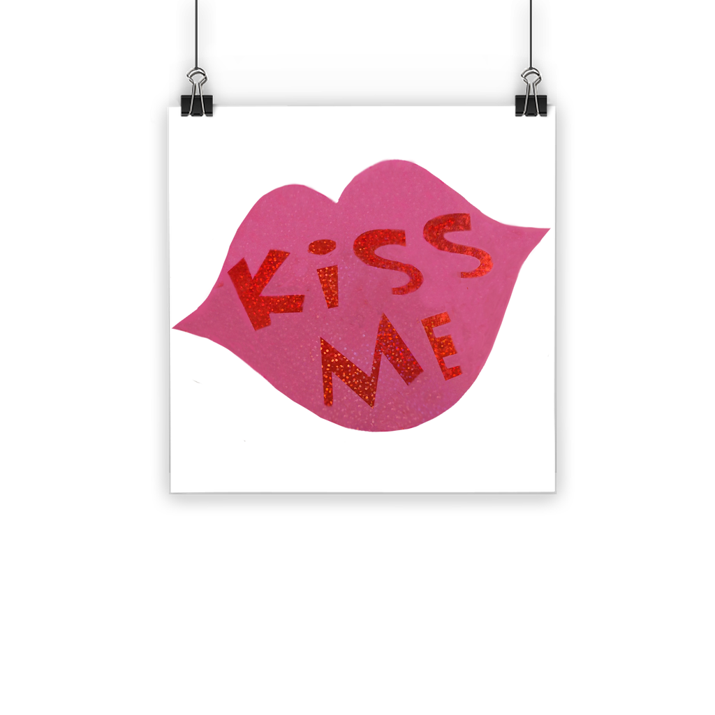 Kiss Me Classic Poster featuring vibrant colors and a semi-gloss finish, ideal for indoor and outdoor display.