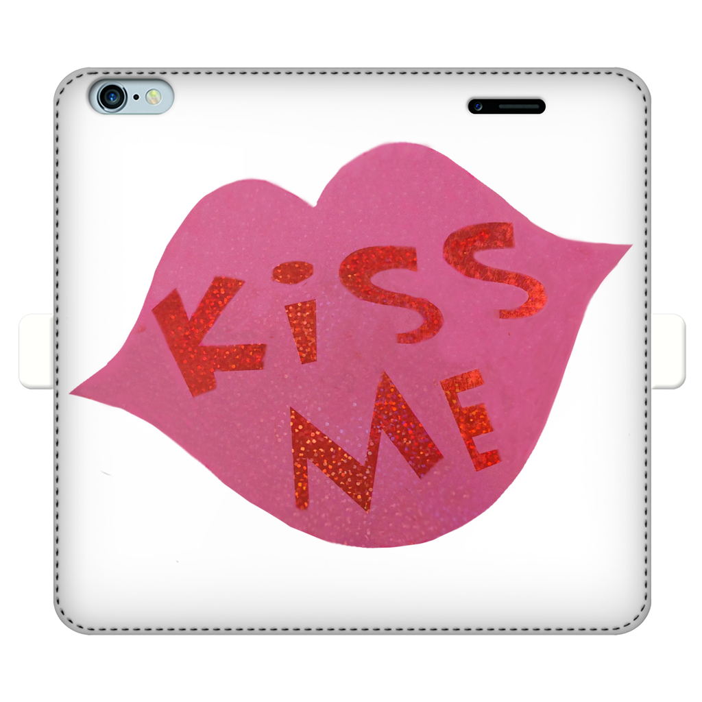 KissMe Fully Printed Wallet Case featuring vibrant designs, magnetic closure, and faux leather material, suitable for iPhone and Samsung models.