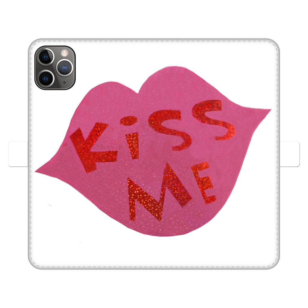 KissMe Fully Printed Wallet Case featuring vibrant designs, magnetic closure, and faux leather material, suitable for iPhone and Samsung models.