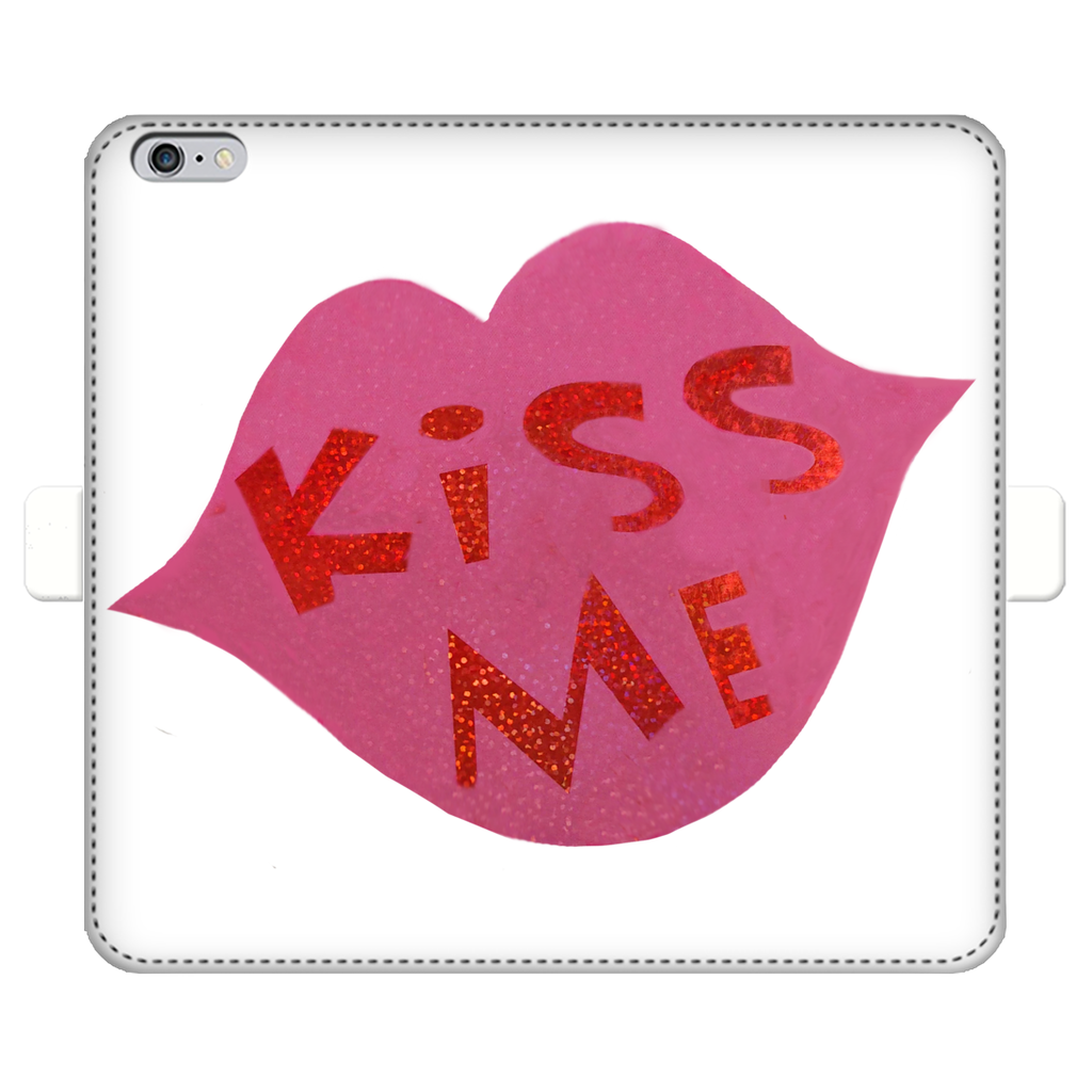 KissMe Fully Printed Wallet Case featuring vibrant designs, magnetic closure, and faux leather material, suitable for iPhone and Samsung models.