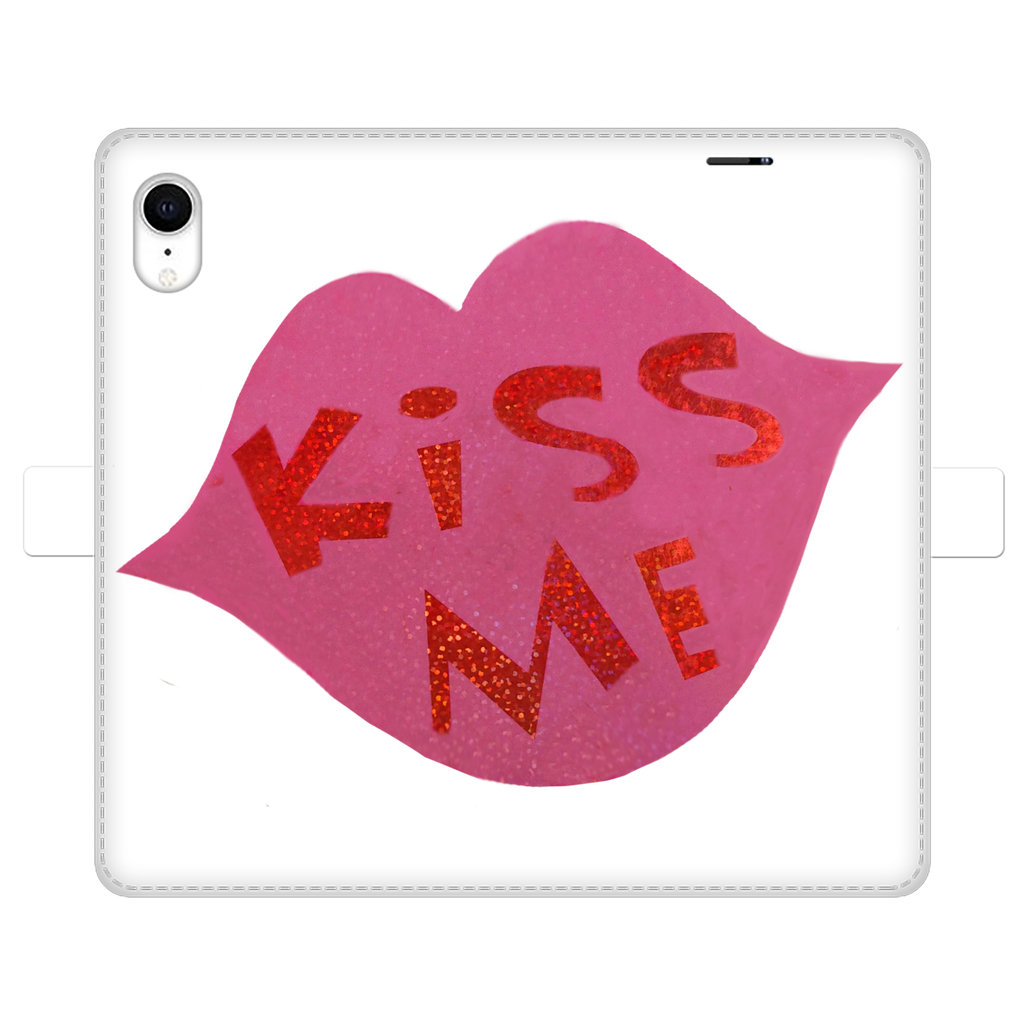 KissMe Fully Printed Wallet Case featuring vibrant designs, magnetic closure, and faux leather material, suitable for iPhone and Samsung models.