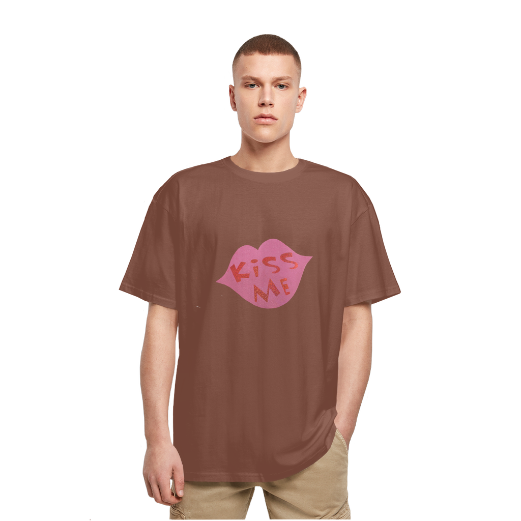 KissMe Heavy Oversized T-Shirt in soft cotton fabric with a classic crew neck and dropped shoulder design, perfect for casual streetwear.