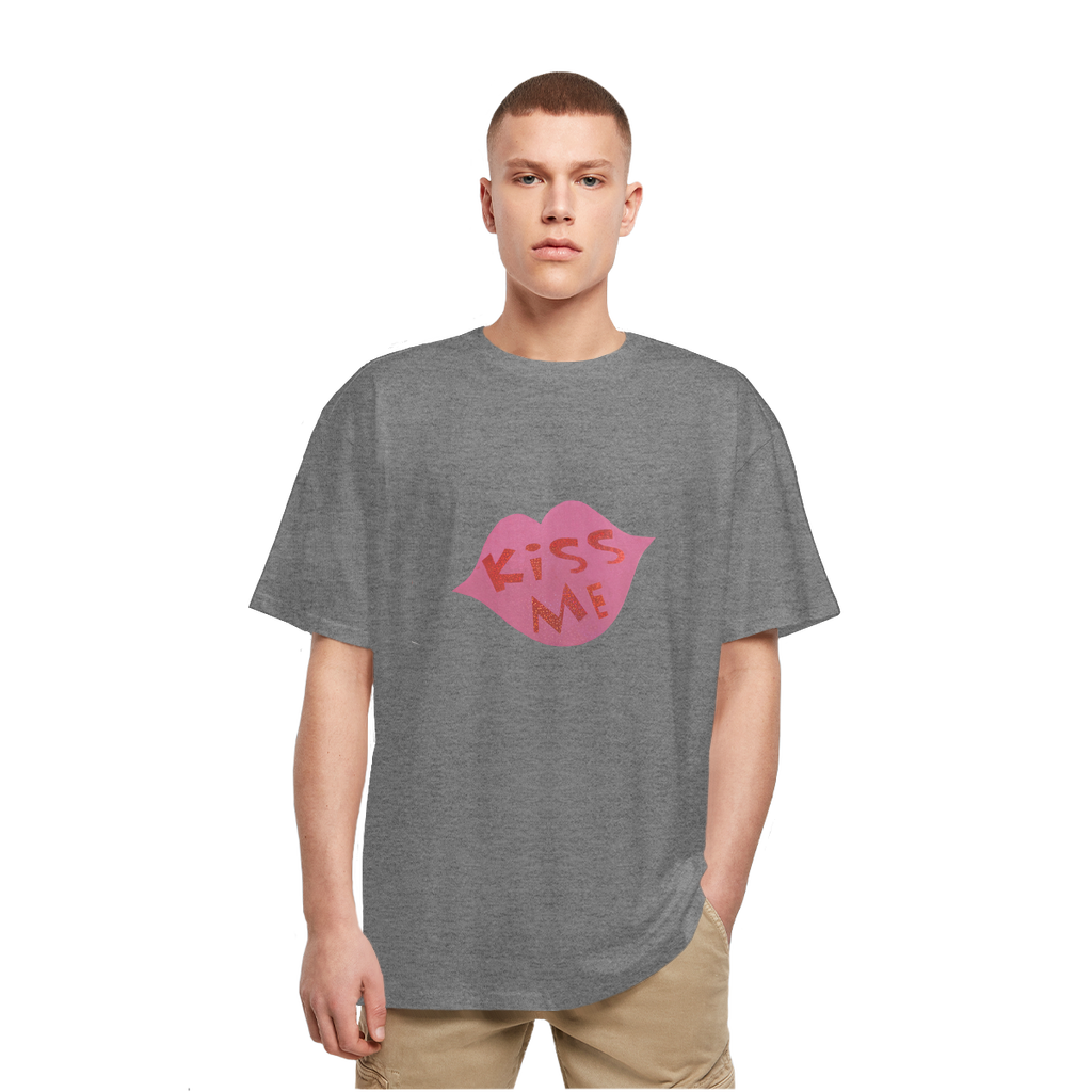 KissMe Heavy Oversized T-Shirt in soft cotton fabric with a classic crew neck and dropped shoulder design, perfect for casual streetwear.