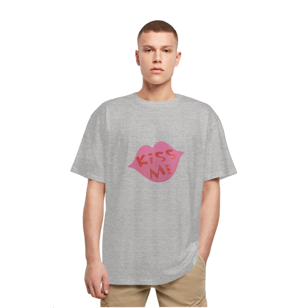 KissMe Heavy Oversized T-Shirt in soft cotton fabric with a classic crew neck and dropped shoulder design, perfect for casual streetwear.