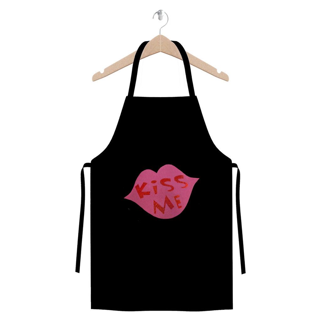 KissMe Premium Jersey Apron in various colors, showcasing its durable cotton twill fabric and self-fabric ties.