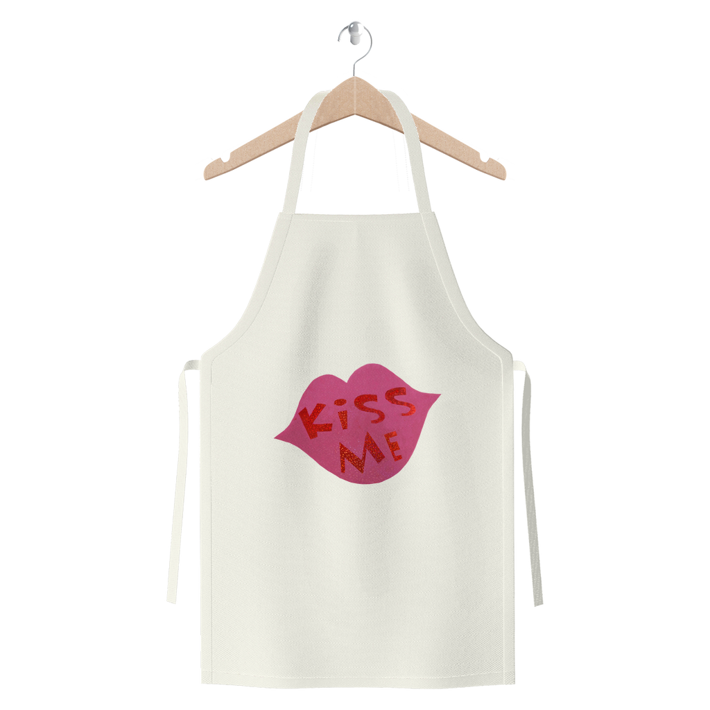 KissMe Premium Jersey Apron in various colors, showcasing its durable cotton twill fabric and self-fabric ties.