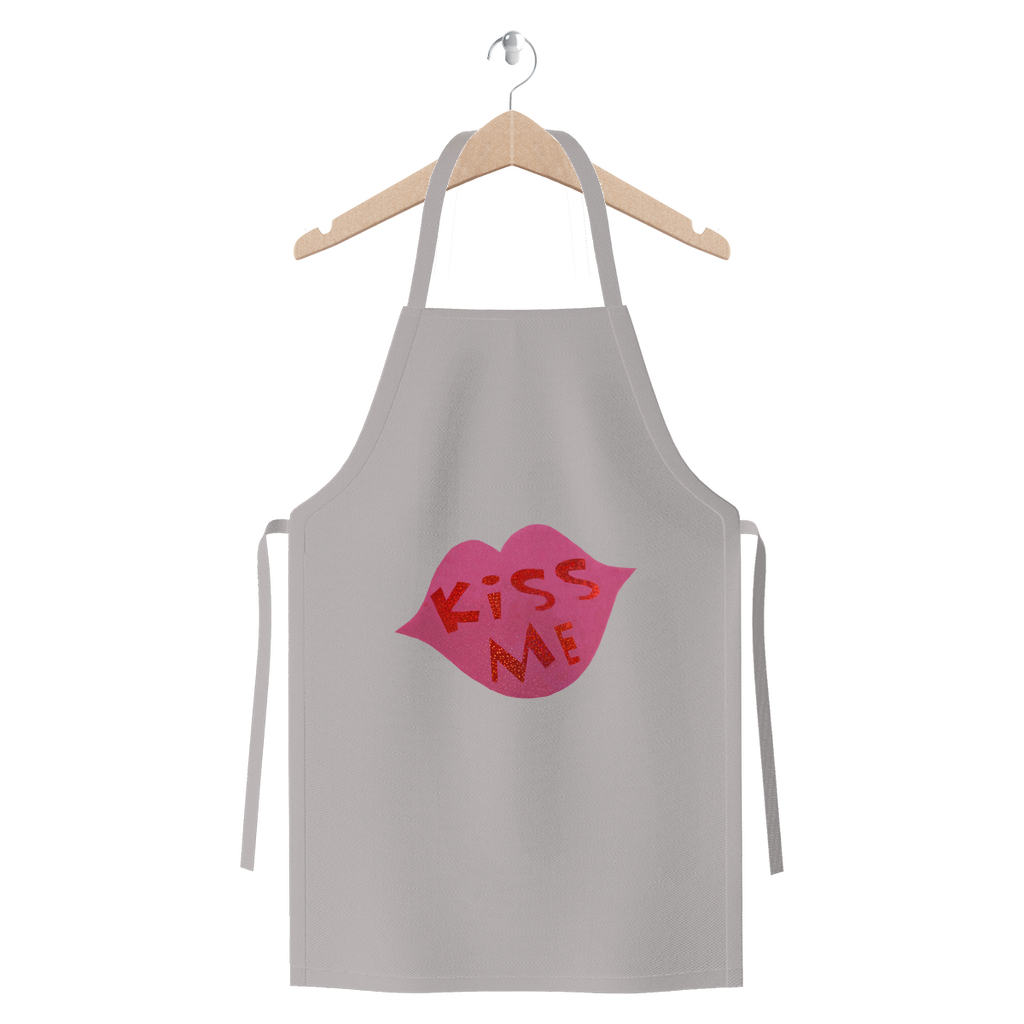 KissMe Premium Jersey Apron in various colors, showcasing its durable cotton twill fabric and self-fabric ties.