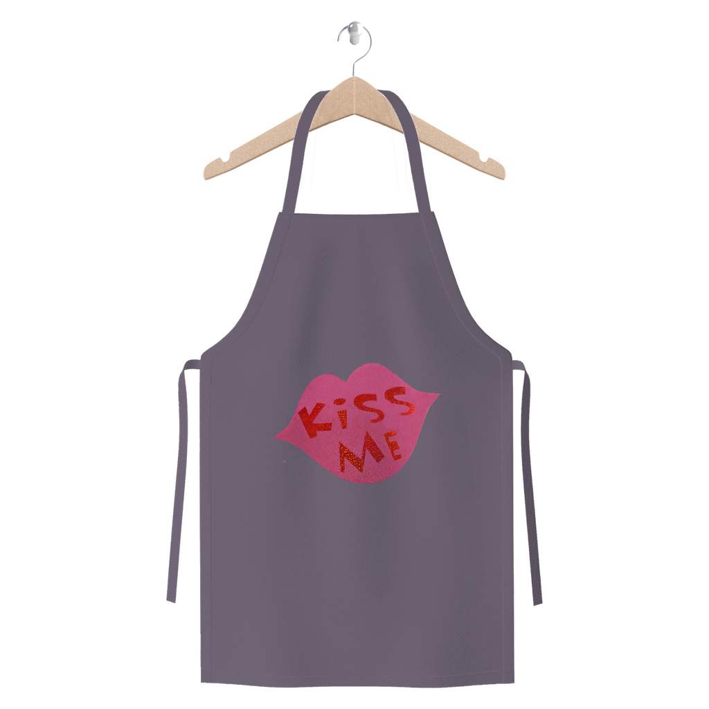 KissMe Premium Jersey Apron in various colors, showcasing its durable cotton twill fabric and self-fabric ties.