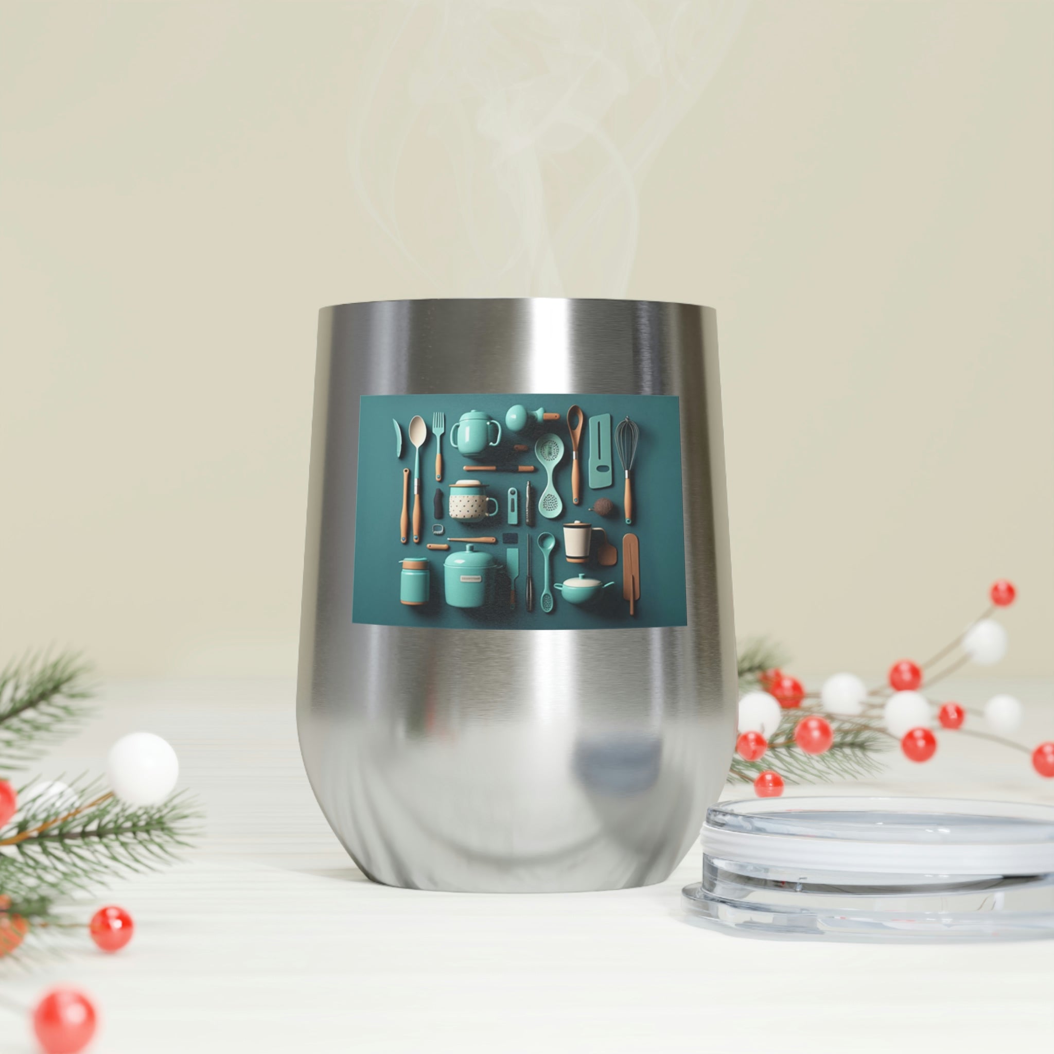 Stylish Kitchen Utensils Wine Tumbler with clear lid and double insulation, perfect for hot and cold beverages.