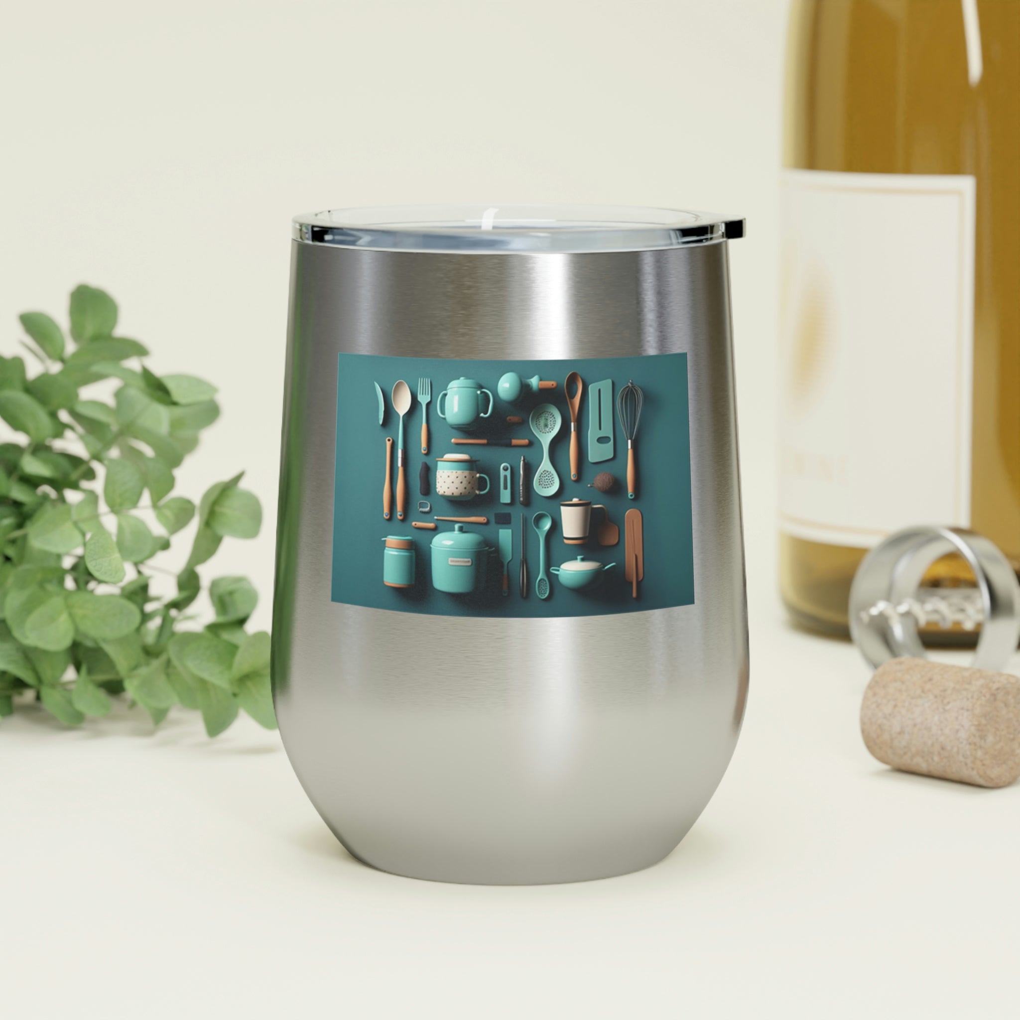 Stylish Kitchen Utensils Wine Tumbler with clear lid and double insulation, perfect for hot and cold beverages.