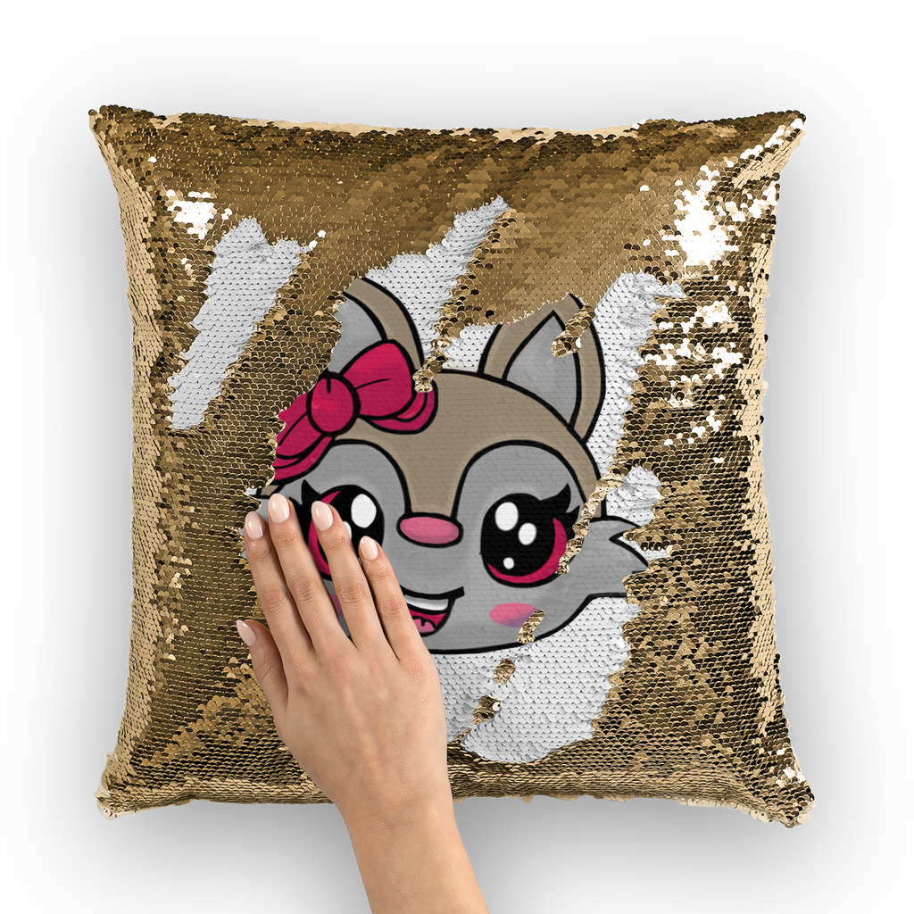 Kitty Face Sequin Cushion Cover featuring a playful design with shimmering sequins, perfect for home decor.