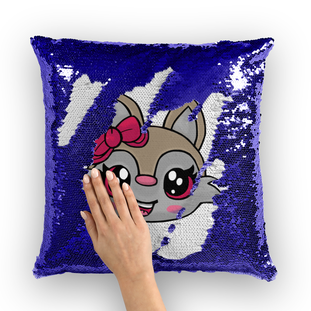 Kitty Face Sequin Cushion Cover featuring a playful design with shimmering sequins, perfect for home decor.