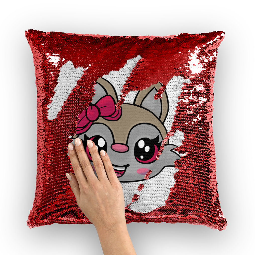 Kitty Face Sequin Cushion Cover featuring a playful design with shimmering sequins, perfect for home decor.