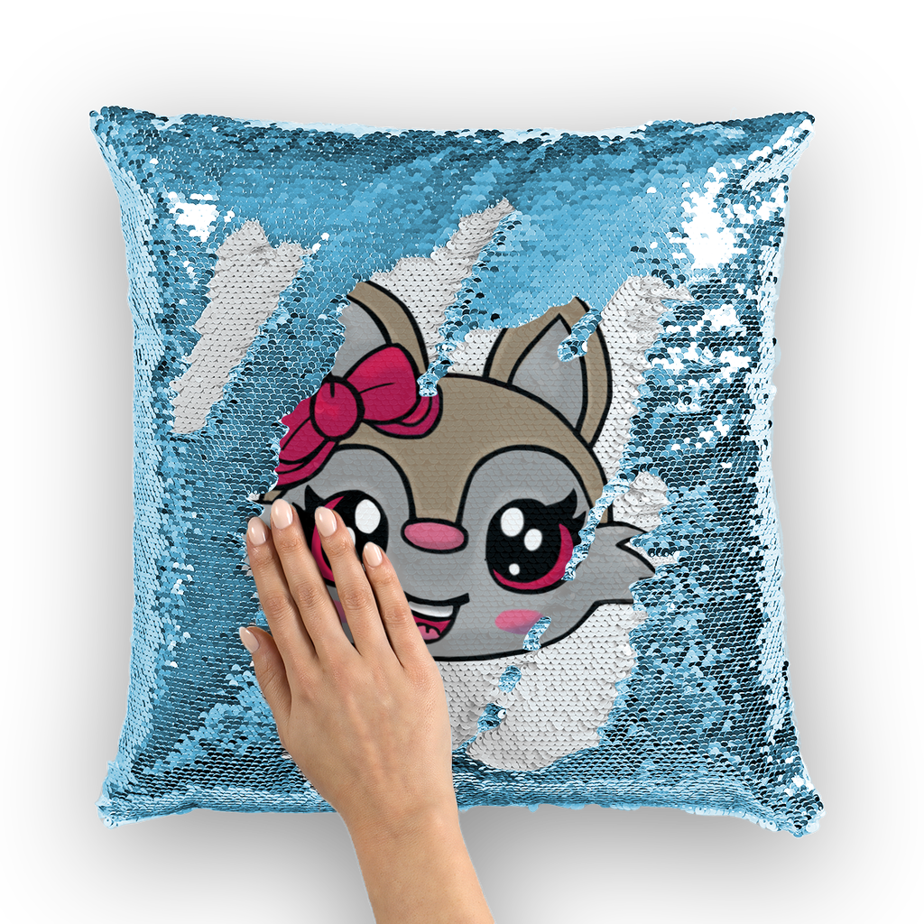 Kitty Face Sequin Cushion Cover featuring a playful design with shimmering sequins, perfect for home decor.