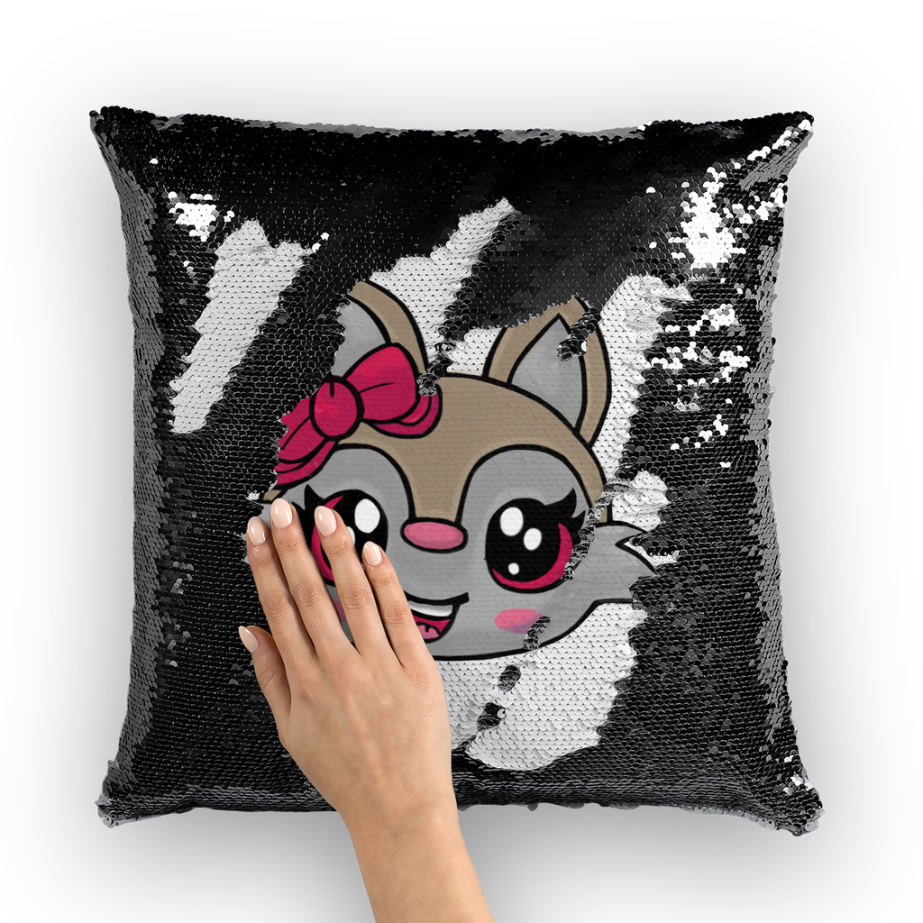 Kitty Face Sequin Cushion Cover featuring a playful design with shimmering sequins, perfect for home decor.