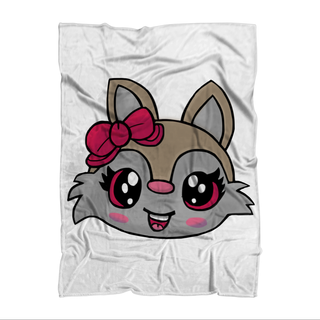 KittyFace Sublimation Throw Blanket made of 100% polyester fleece, featuring a vibrant sublimation print and a white back.