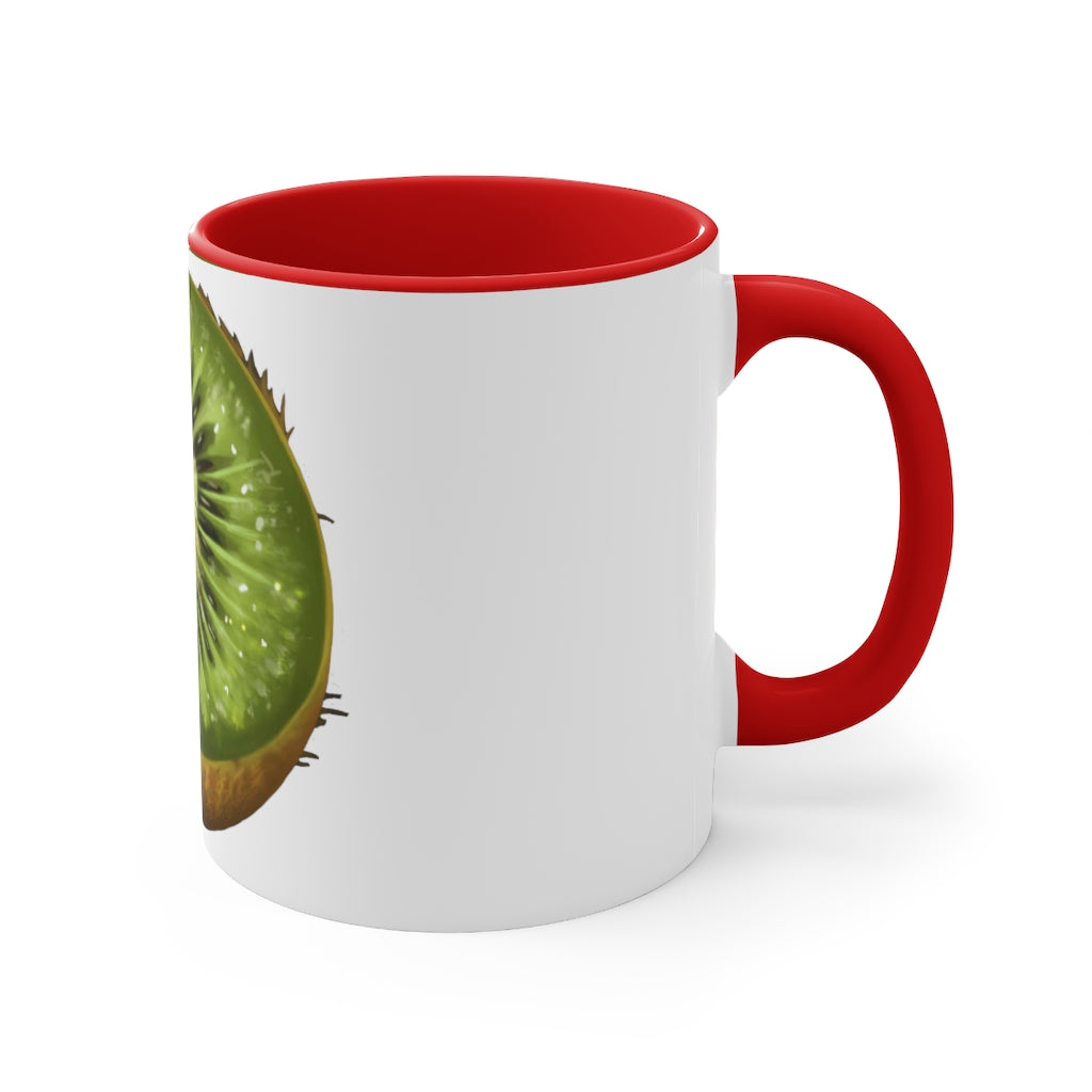 A vibrant Kiwi Accent Coffee Mug with a two-tone design featuring a colored interior and C-handle, perfect for coffee or tea.