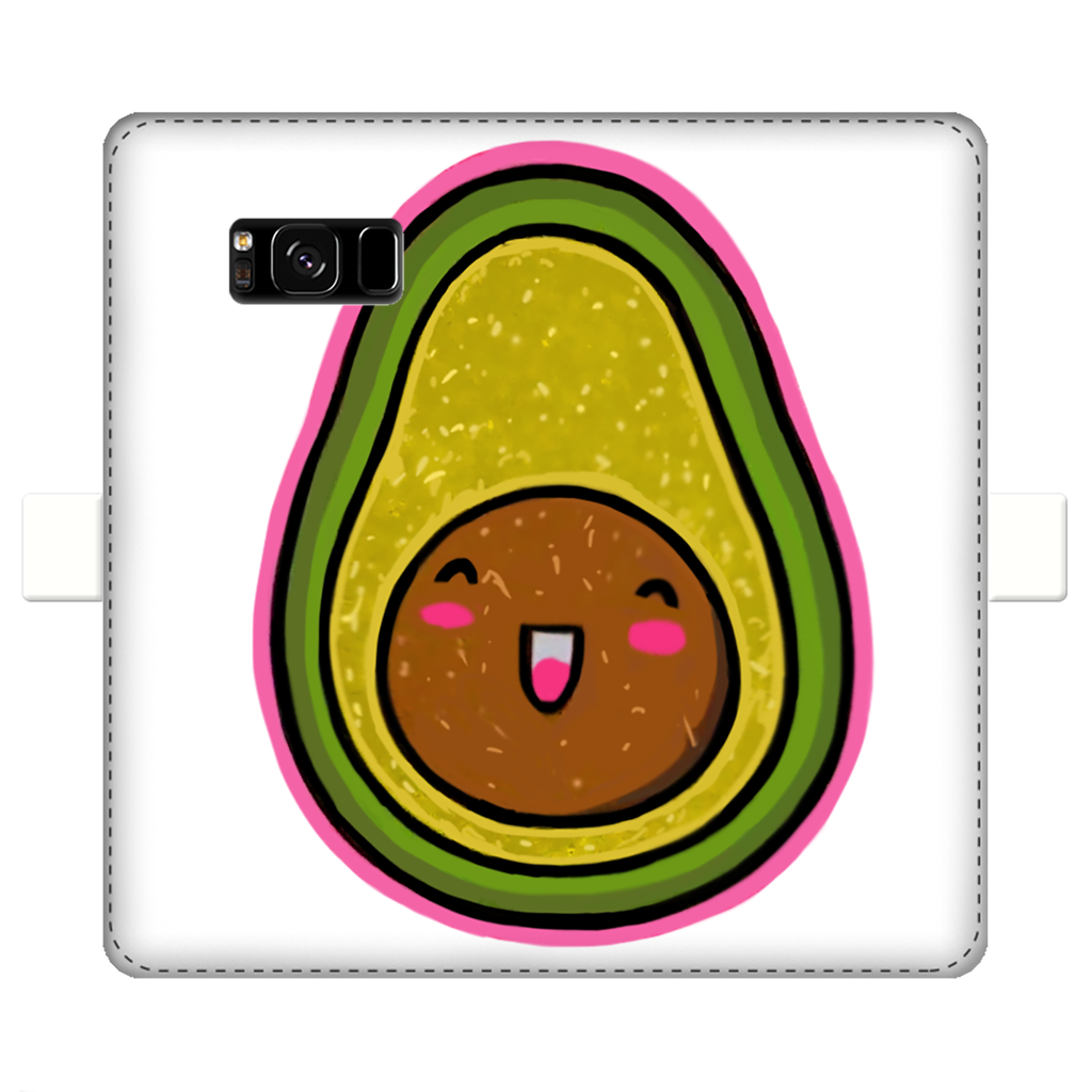 Kiwi Fully Printed Wallet Cases featuring vibrant designs, magnetic closure, and faux leather material, suitable for iPhone and Samsung models.