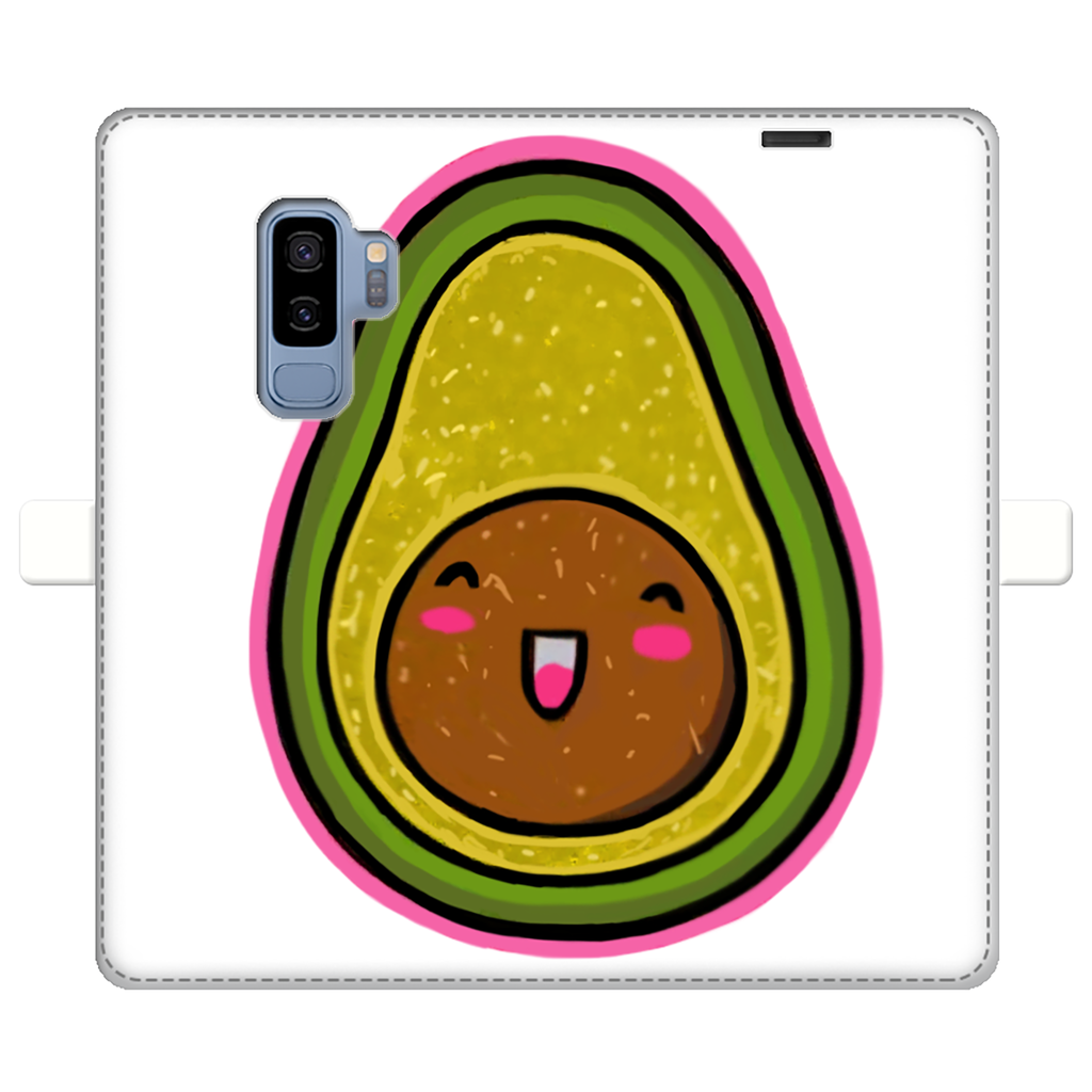 Kiwi Fully Printed Wallet Cases featuring vibrant designs, magnetic closure, and faux leather material, suitable for iPhone and Samsung models.