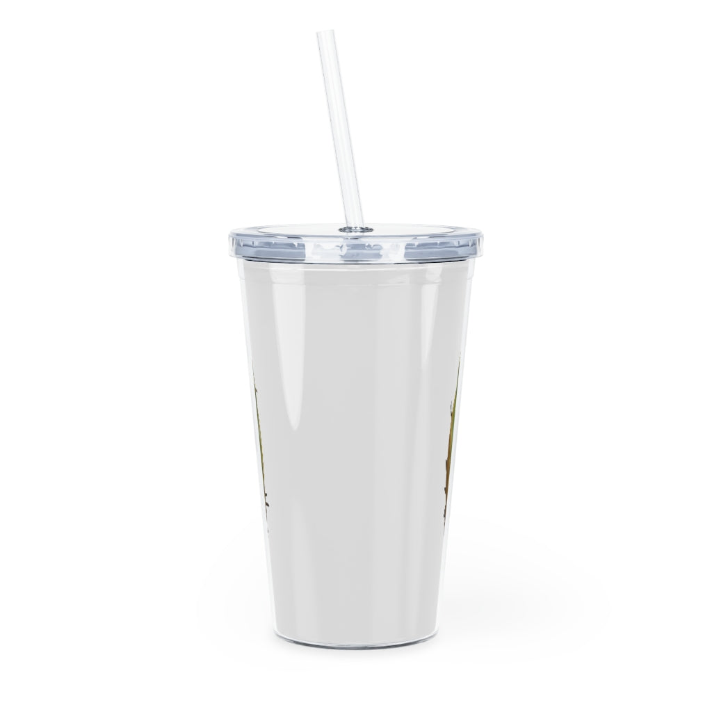 A vibrant Kiwi Plastic Tumbler with a straw, showcasing its customizable design and double wall insulation, perfect for any event.