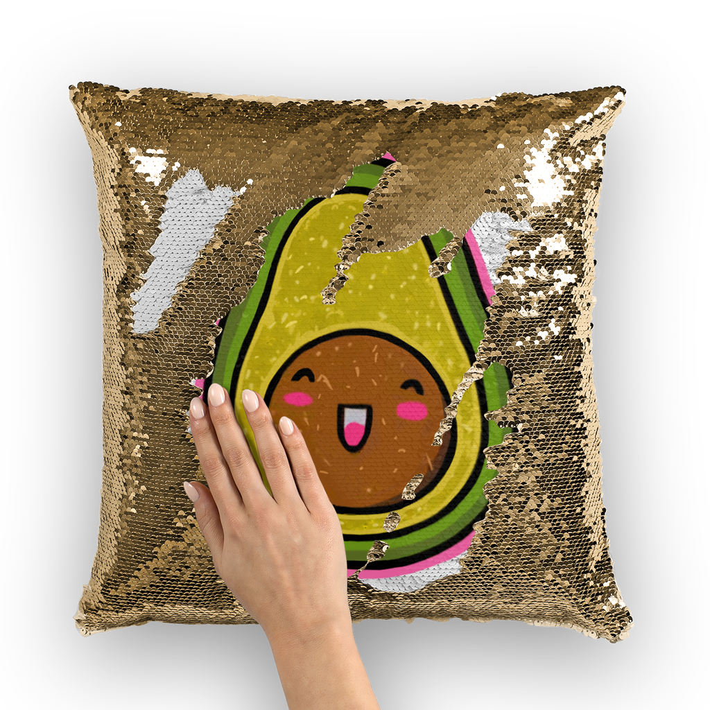 Kiwi Sequin Cushion Cover featuring a vibrant mermaid design with shimmering sequins on the front and a plain back.