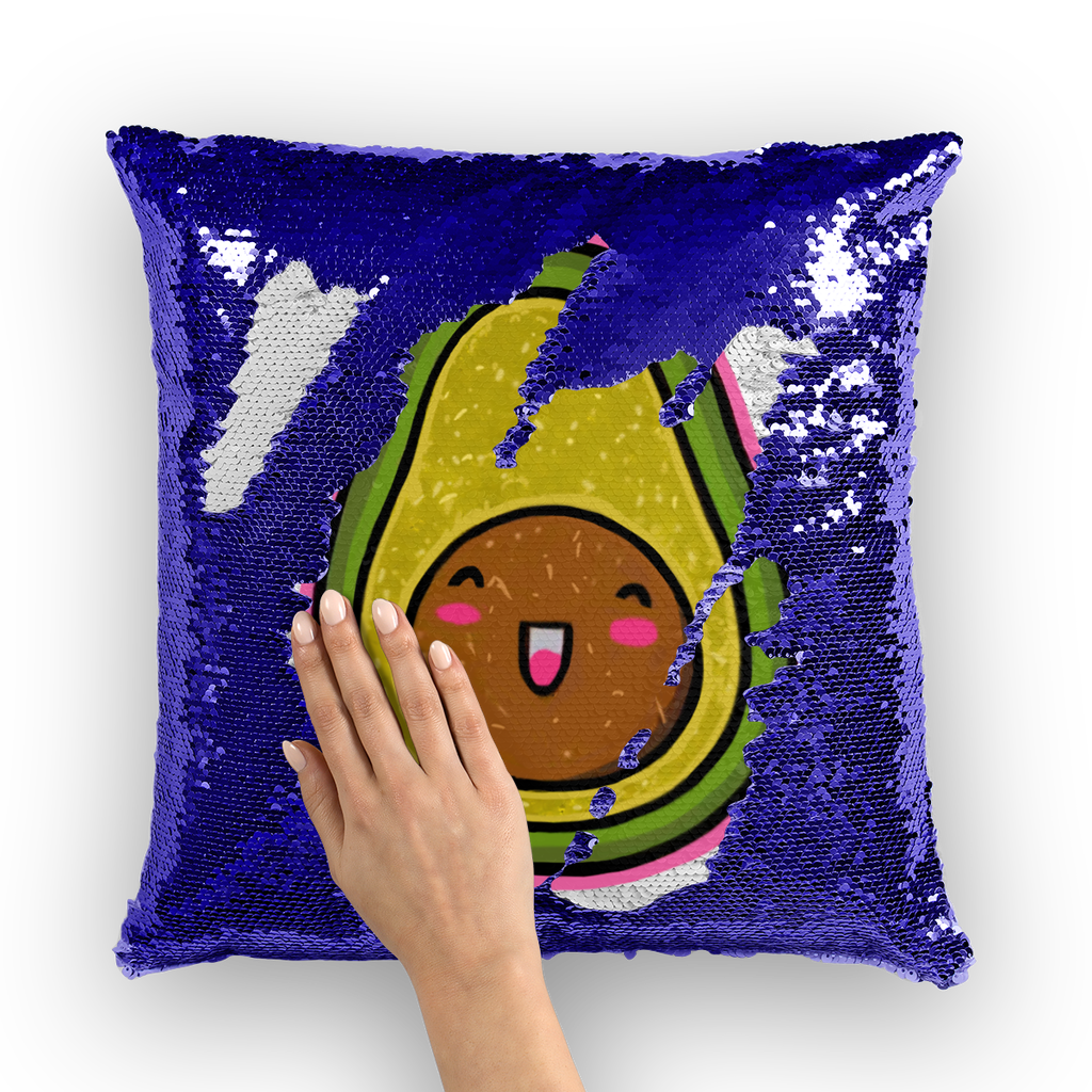 Kiwi Sequin Cushion Cover featuring a vibrant mermaid design with shimmering sequins on the front and a plain back.