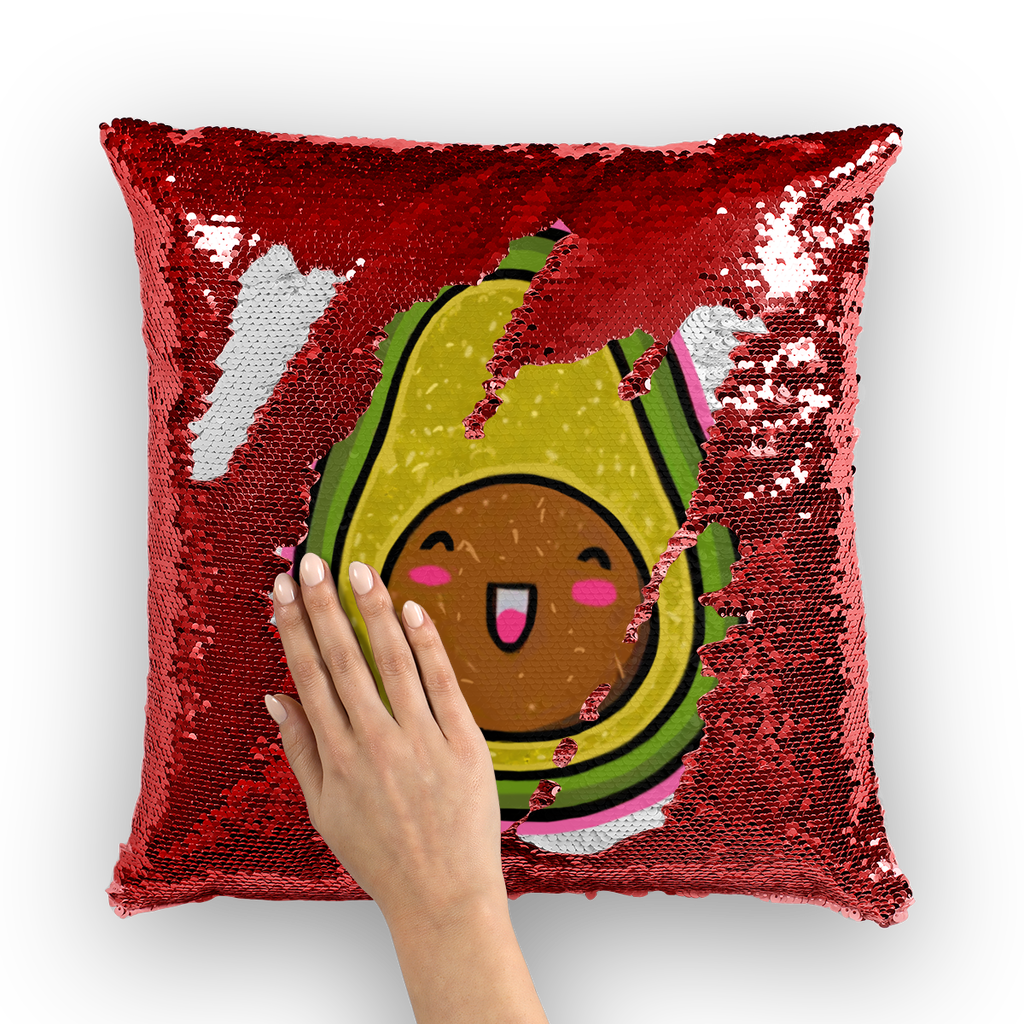 Kiwi Sequin Cushion Cover featuring a vibrant mermaid design with shimmering sequins on the front and a plain back.