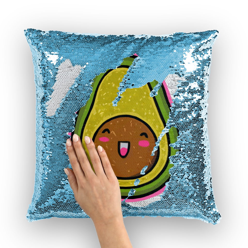 Kiwi Sequin Cushion Cover featuring a vibrant mermaid design with shimmering sequins on the front and a plain back.