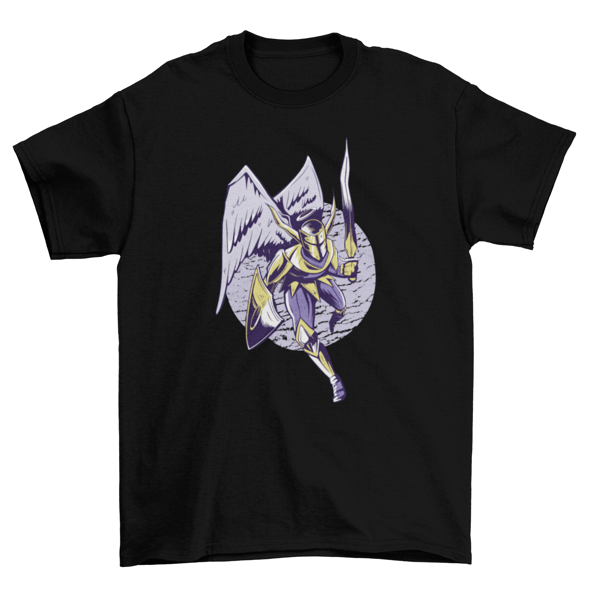 Knight Angel T-shirt featuring a vibrant illustration of a knight angel, perfect for casual wear.