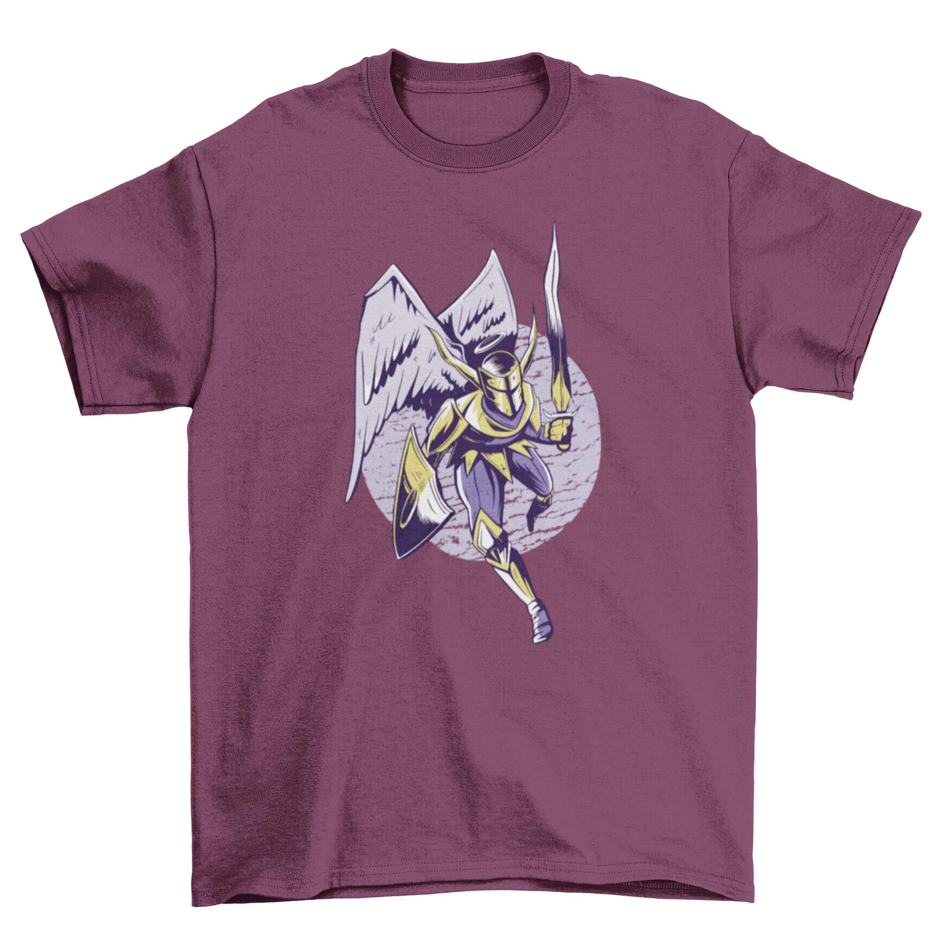 Knight Angel T-shirt featuring a vibrant illustration of a knight angel, perfect for casual wear.