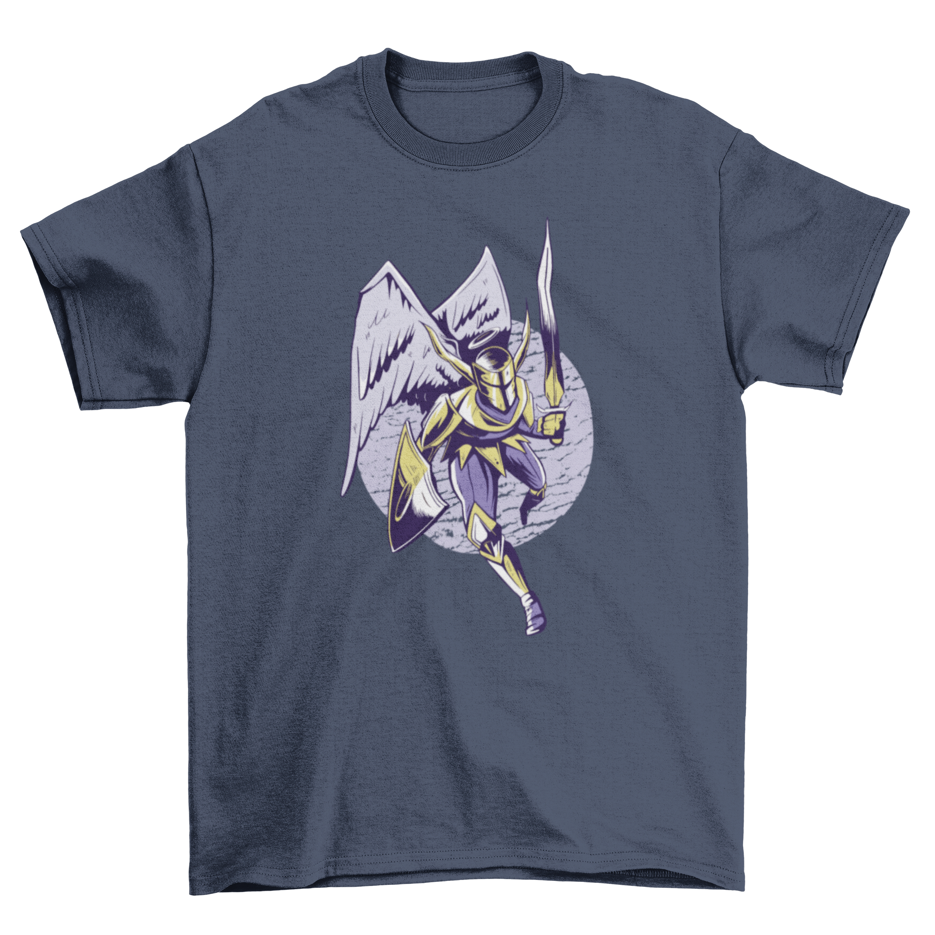 Knight Angel T-shirt featuring a vibrant illustration of a knight angel, perfect for casual wear.