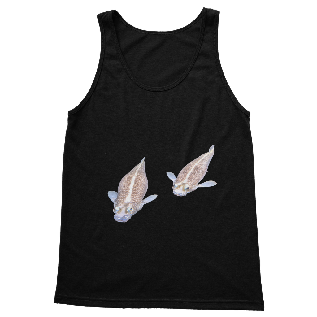 Koi Fish Classic Adult Vest Top in various colors, showcasing its unisex design and high-quality fabric.