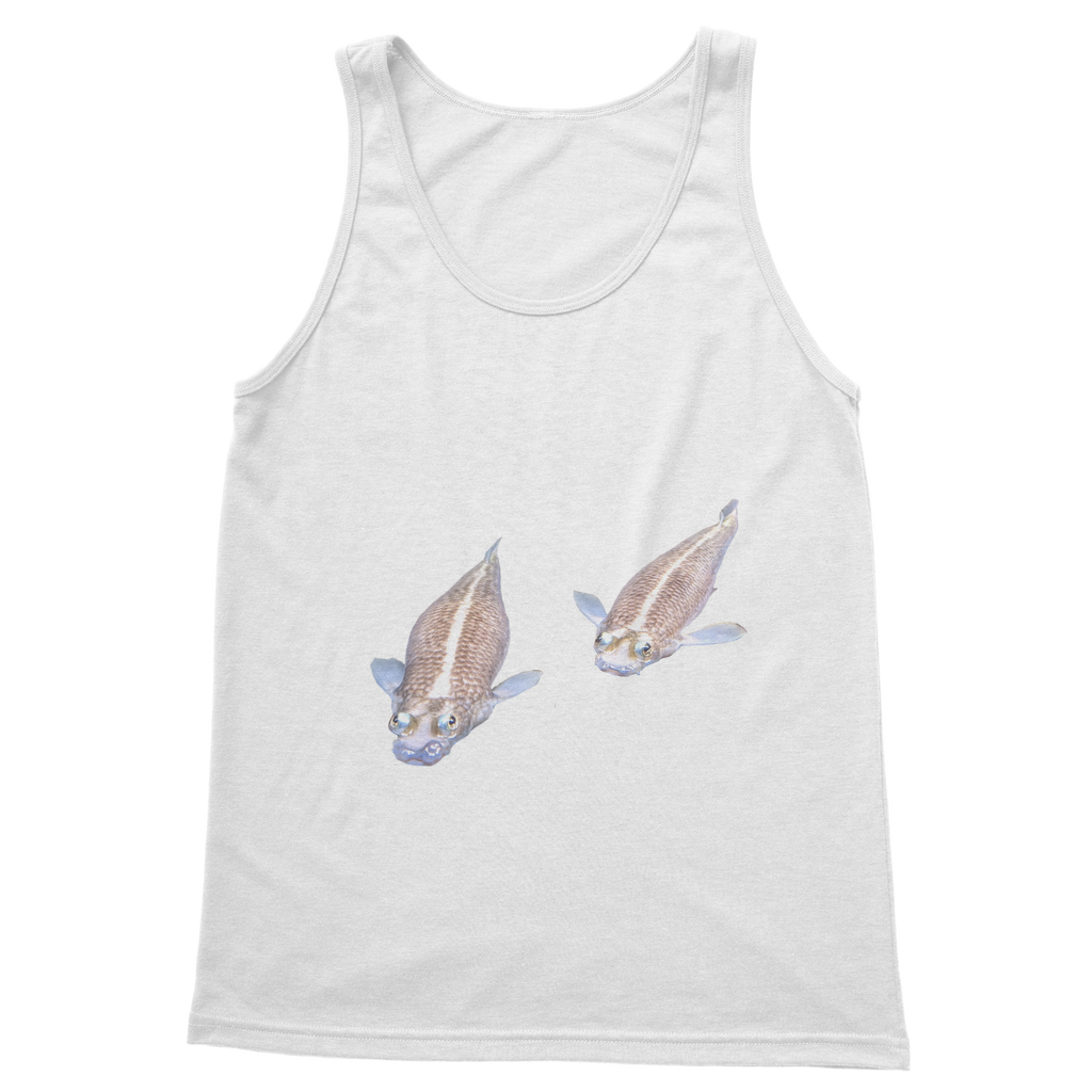 Koi Fish Classic Adult Vest Top in various colors, showcasing its unisex design and high-quality fabric.