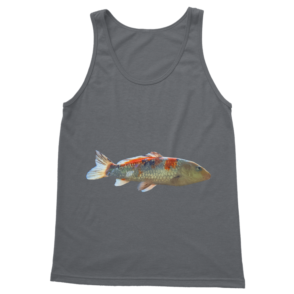 Koi Fish Classic Adult Vest Top featuring a stylish design with 6.5 cm straps and rib knit trim, available in various colors.