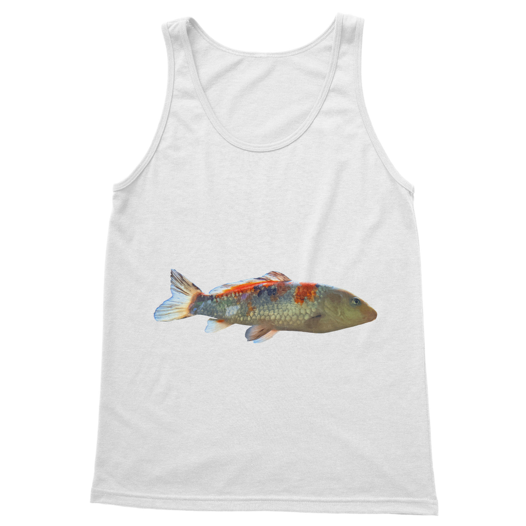 Koi Fish Classic Adult Vest Top featuring a stylish design with 6.5 cm straps and rib knit trim, available in various colors.