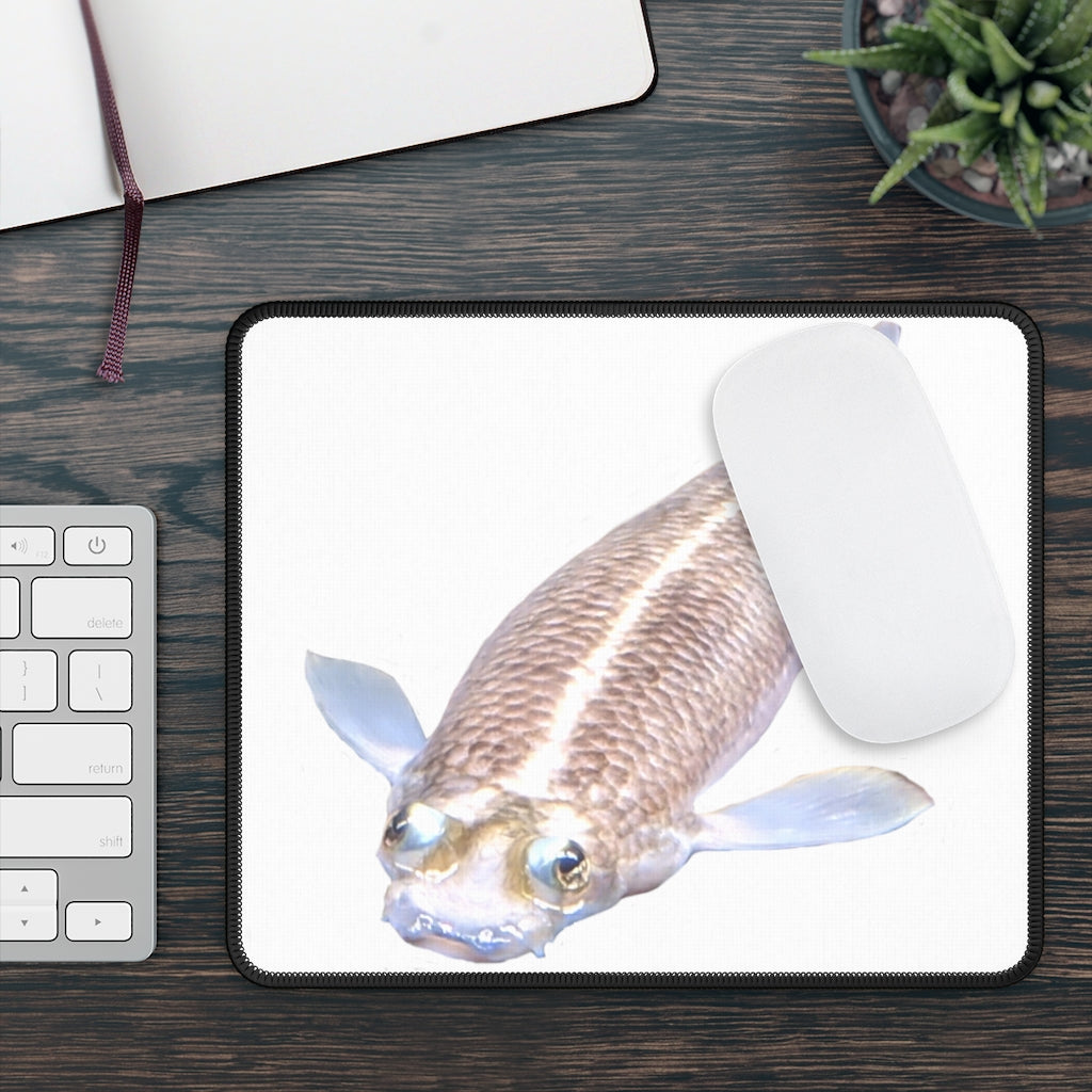 Koi Fish Gaming Mouse Pad featuring vibrant colors and stitched edges, perfect for gaming and office use.