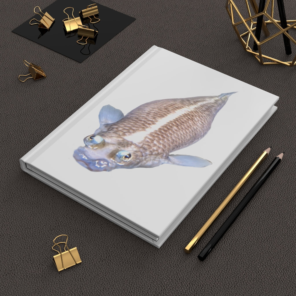 Koi Fish Hardcover Journal with matte finish, featuring customizable covers and lined pages, perfect for personal journaling.