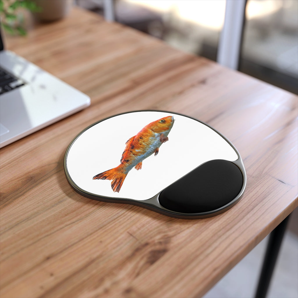 Koi Fish Mouse Pad featuring ergonomic Memory Foam wrist rest and custom design options, perfect for enhancing workspace comfort.