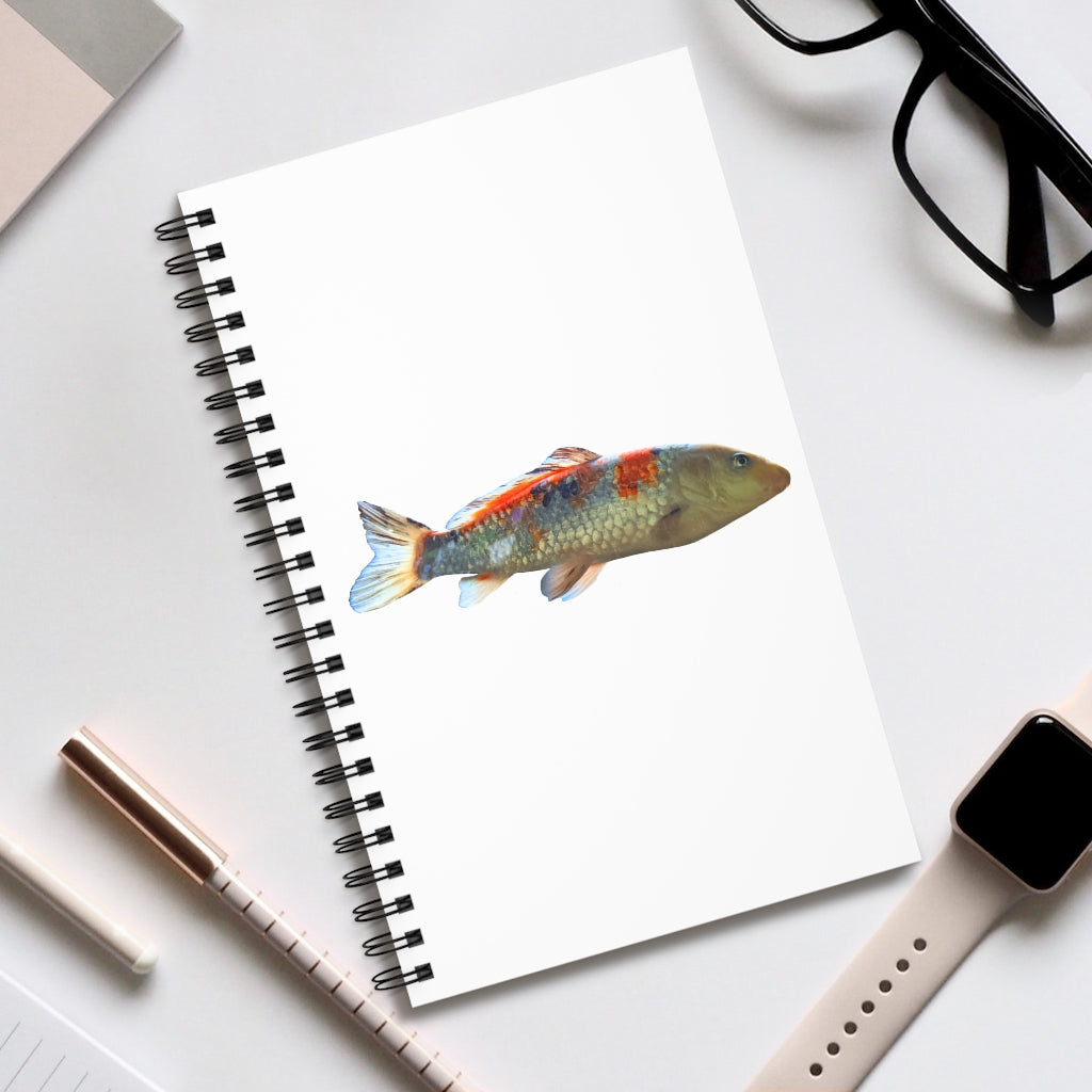 Koi Fish Spiral Journal featuring a vibrant cover design with Koi fish, showcasing its spiral binding and 80 single pages.