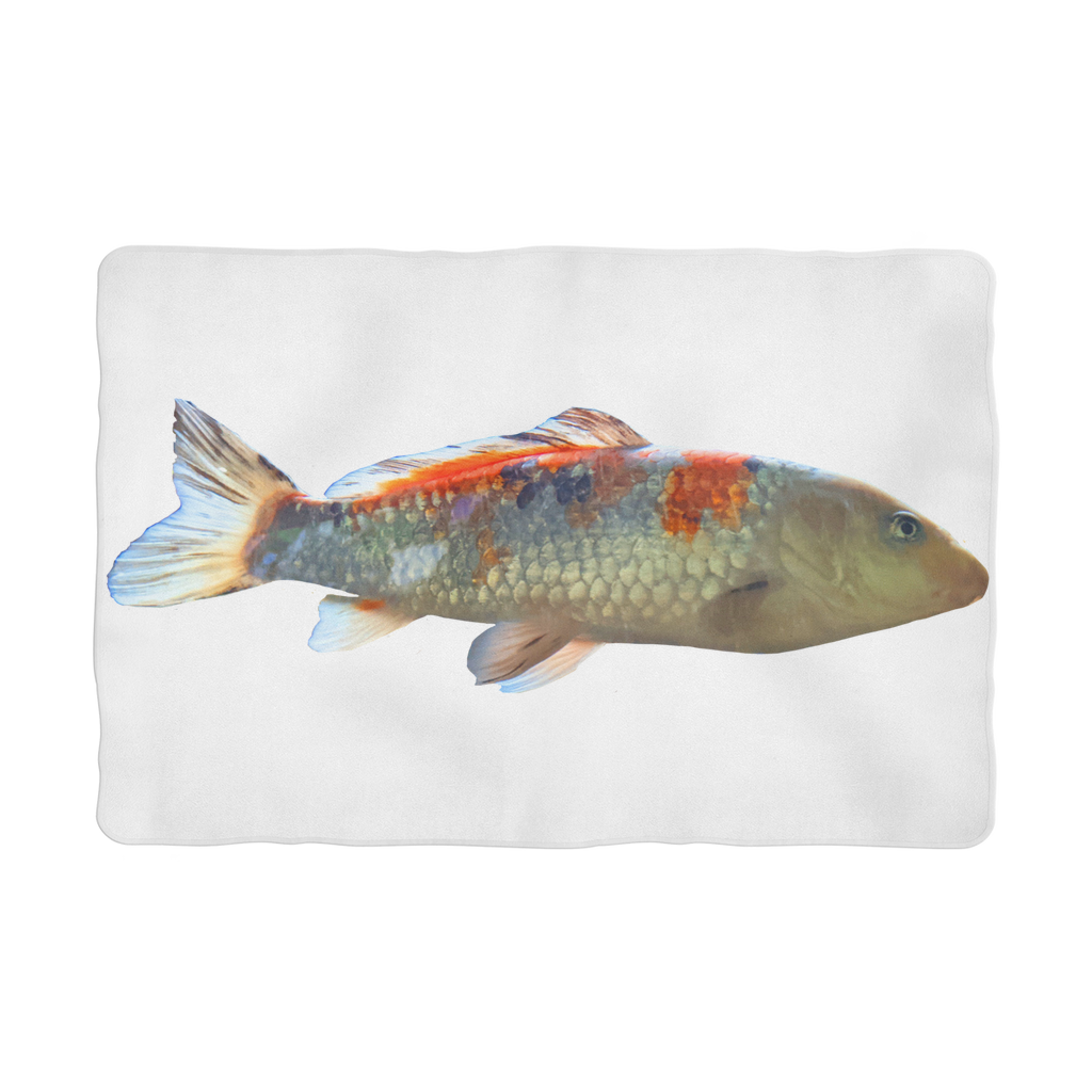 Koi Fish Sublimation Pet Blanket made of soft polar fleece, featuring a vibrant koi fish design on a cozy fabric.