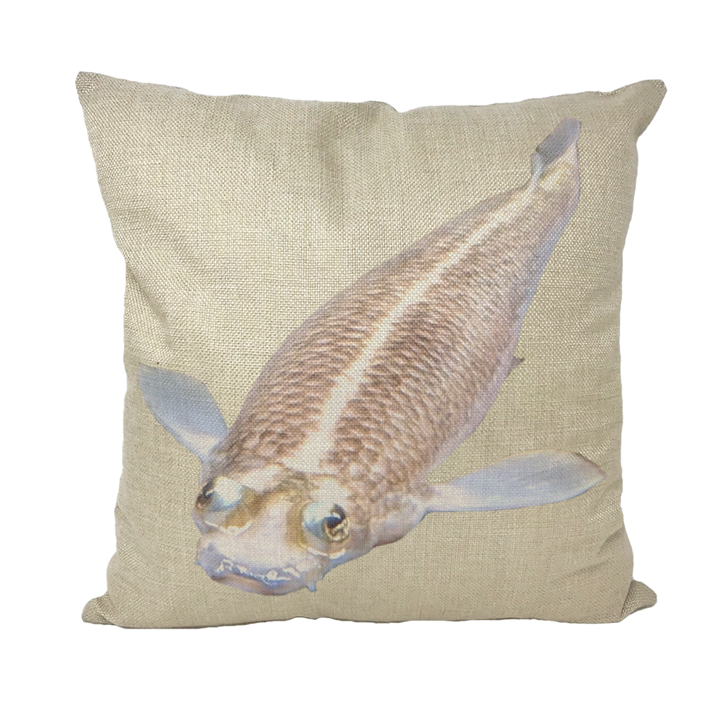 Koi Fish Throw Pillows featuring vibrant designs on soft fabric, perfect for home decor.