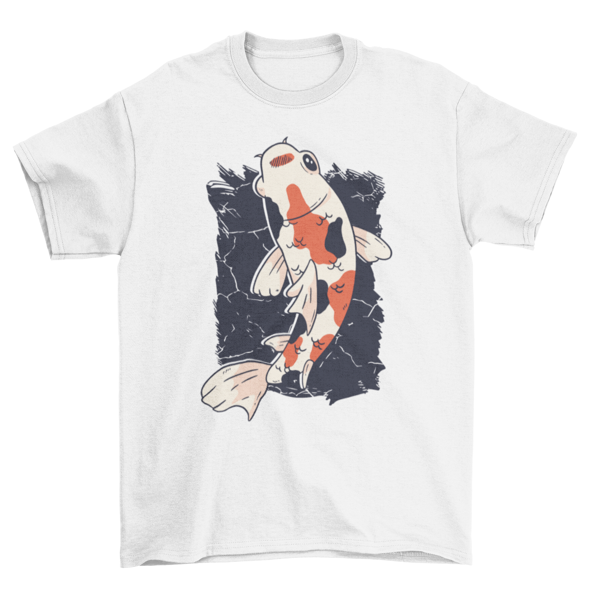 A stylish Koi Fish T-shirt featuring a simple illustration of a koi fish swimming, perfect for casual wear.