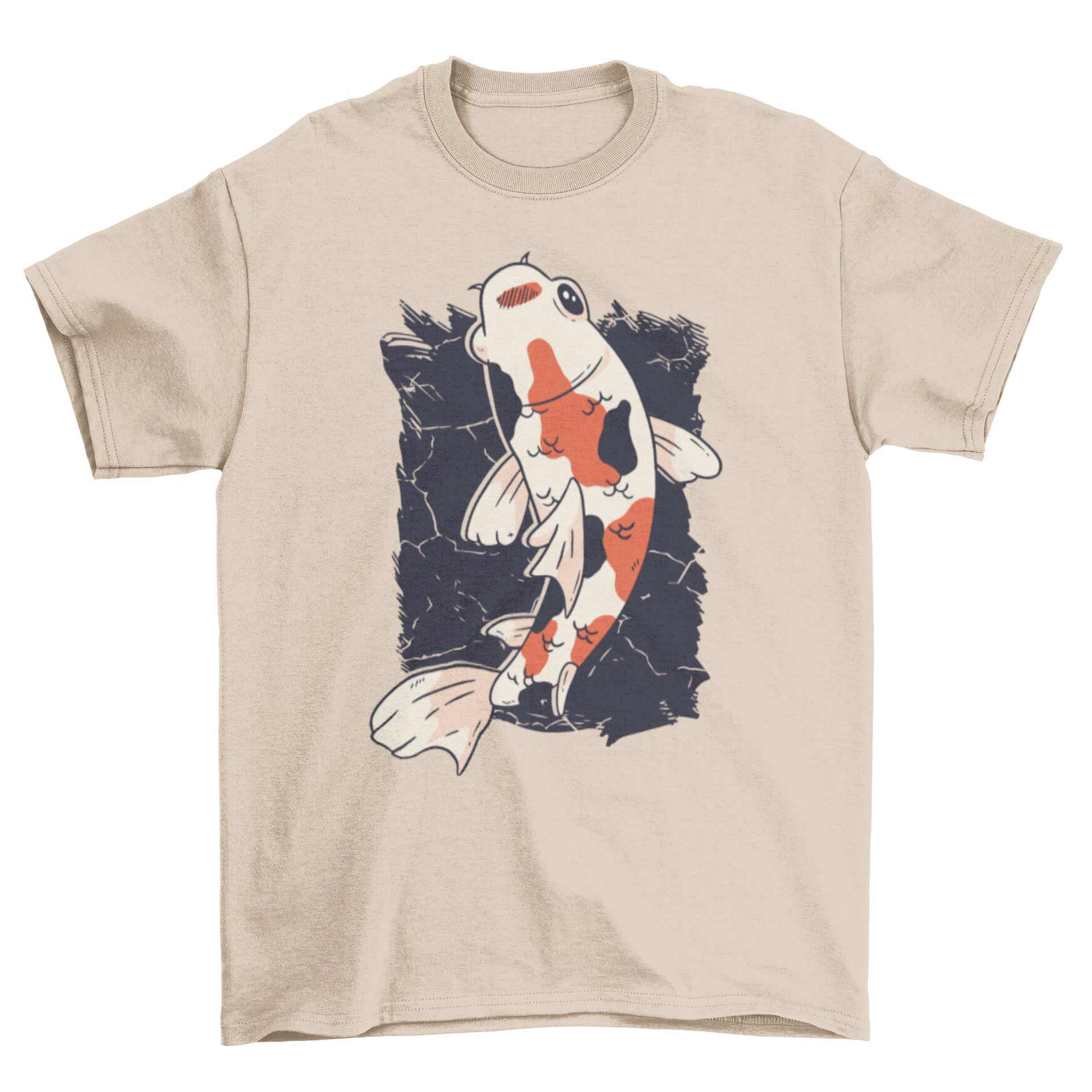 A stylish Koi Fish T-shirt featuring a simple illustration of a koi fish swimming, perfect for casual wear.