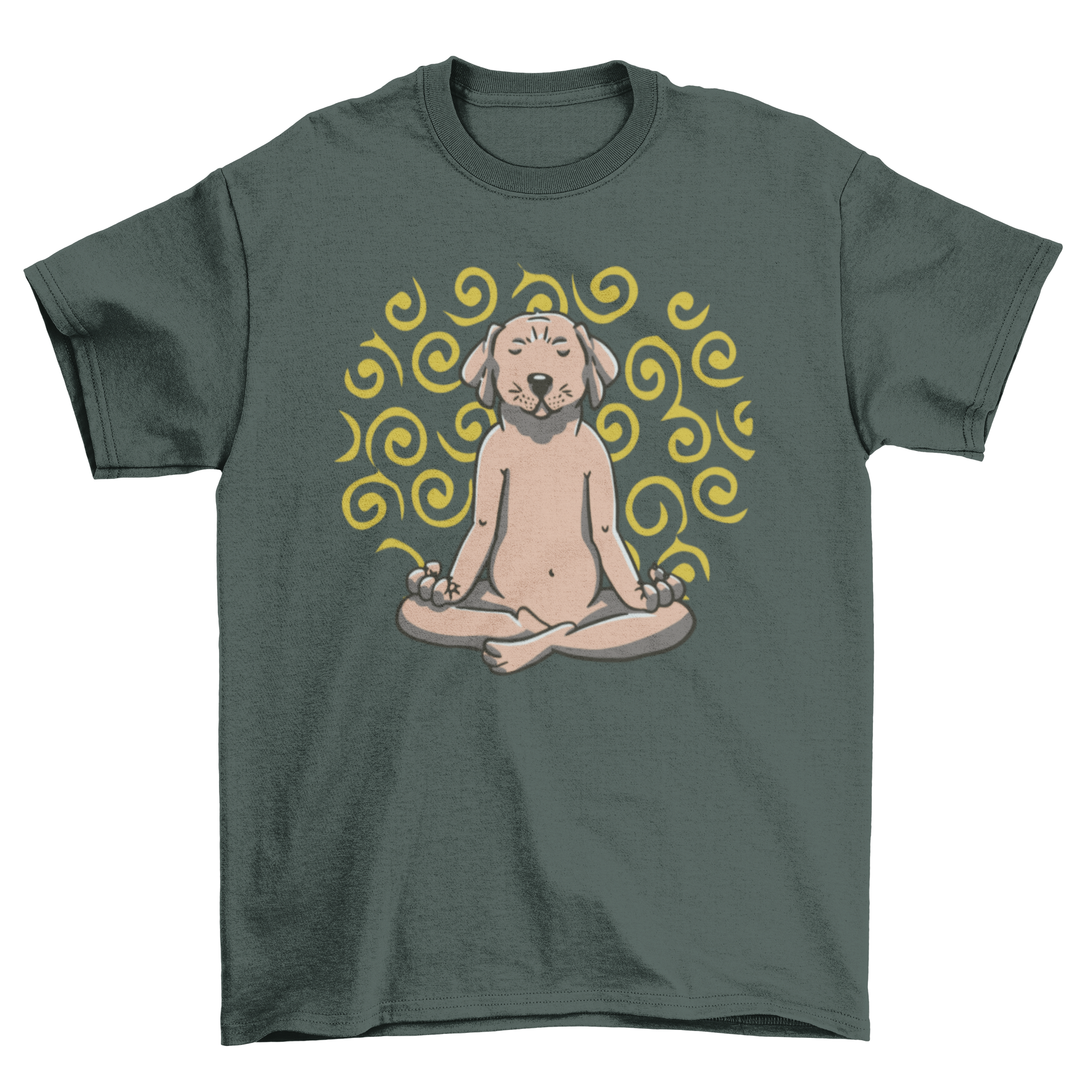 A playful t-shirt featuring a Labrador dog in a yoga pose, perfect for dog lovers and yoga enthusiasts.