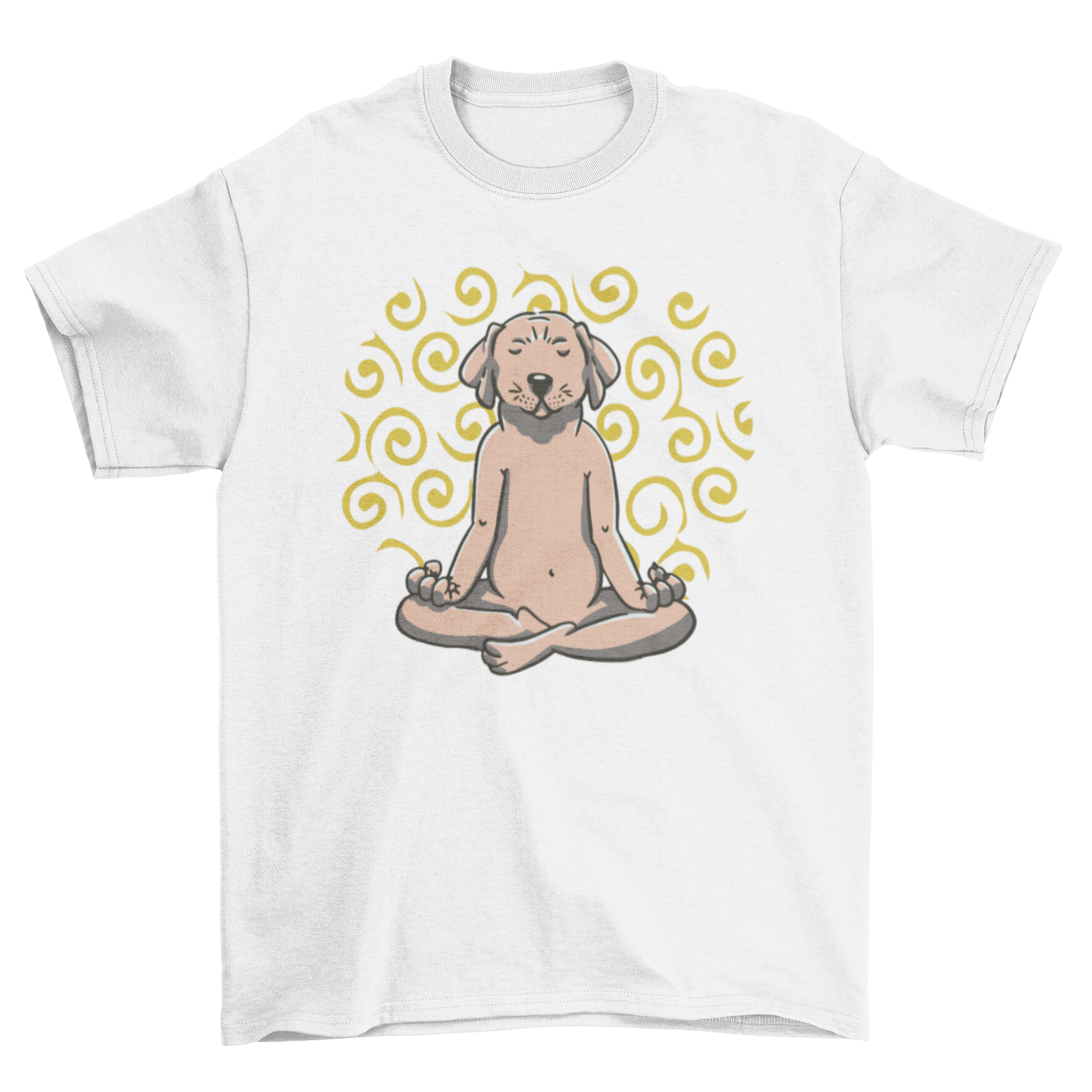 A playful t-shirt featuring a Labrador dog in a yoga pose, perfect for dog lovers and yoga enthusiasts.