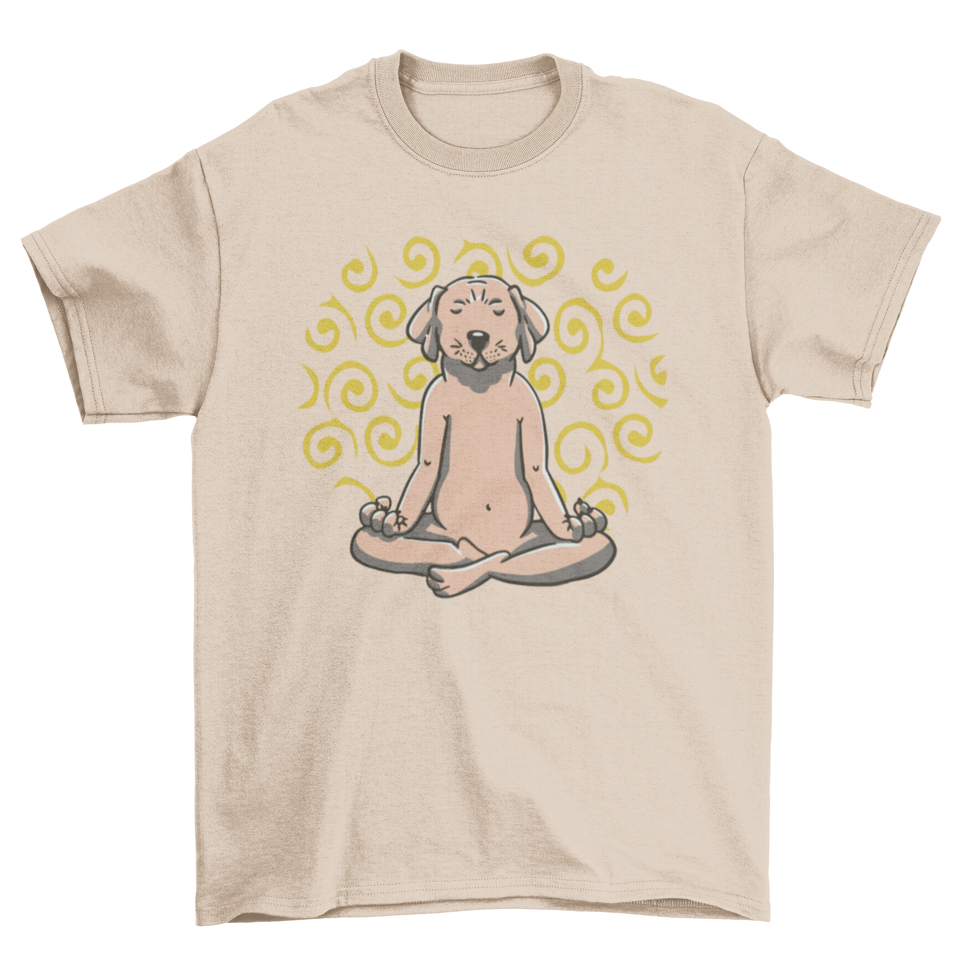 A playful t-shirt featuring a Labrador dog in a yoga pose, perfect for dog lovers and yoga enthusiasts.