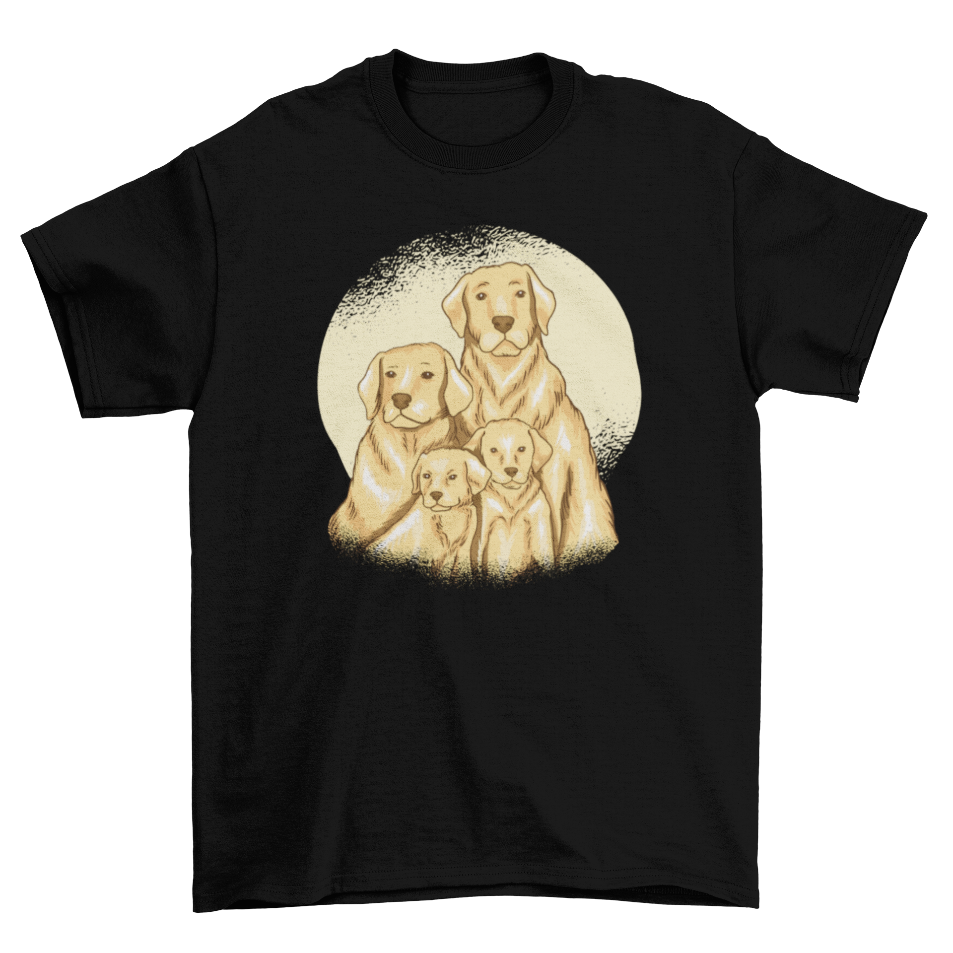 A stylish t-shirt featuring a family of Labrador dogs in a beautiful design.